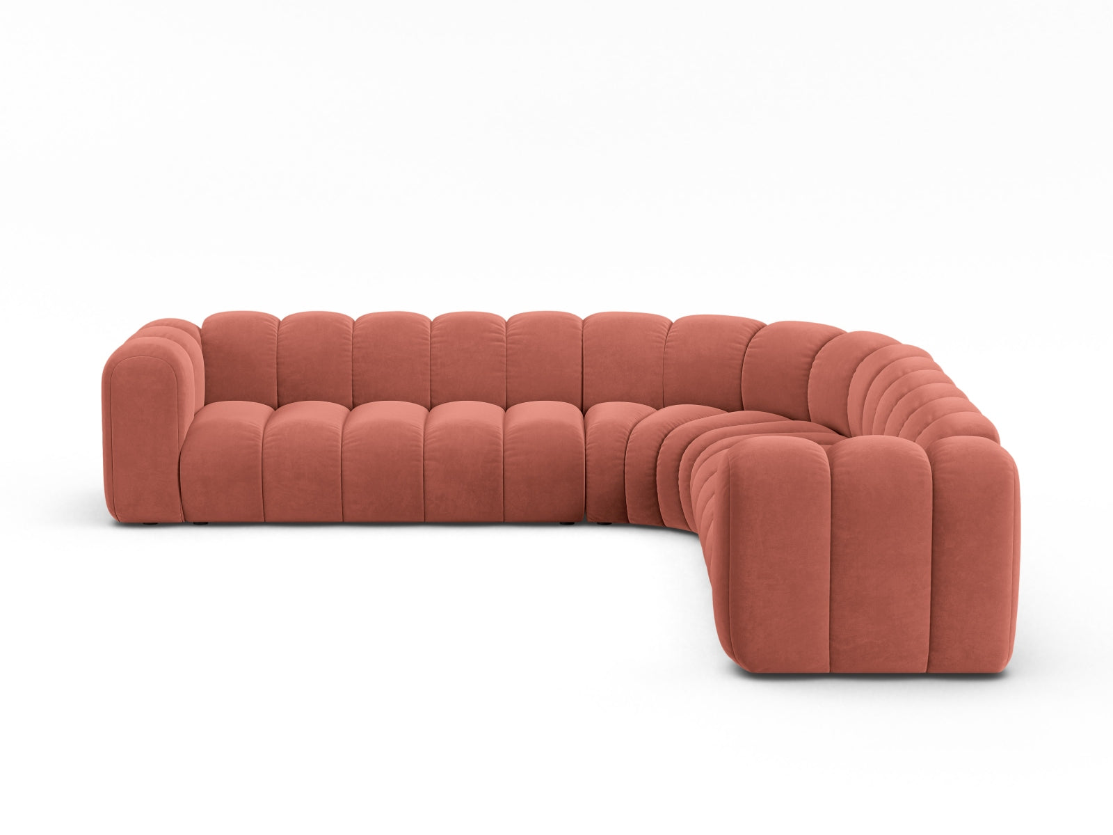Lupine Velour Symmetrical modulares Ecksofa 5 Sitzer in Coral präsentiert im Onlineshop von KAQTU Design AG. Ecksofa ist von Micadoni