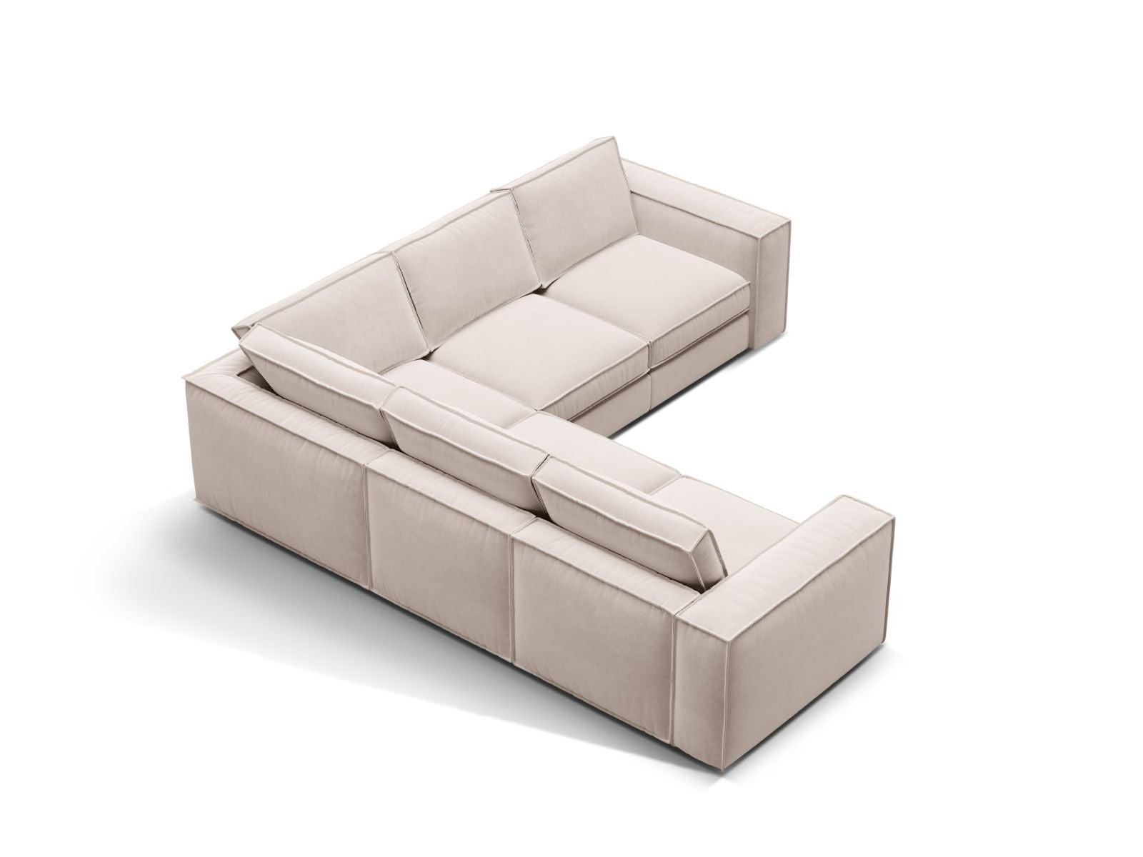 Beige 4-Sitzer Ecksofa Symmetric Pola von Micadoni, modern und modular, ideal für stilvolle Wohnräume, präsentiert von KAQTU Design AG.