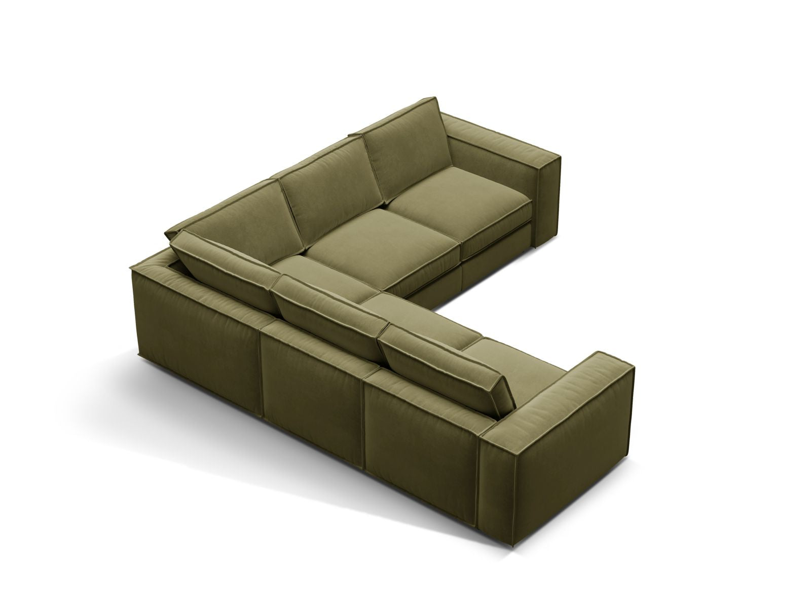 Elegantes 4-Sitzer Ecksofa Symmetric Pola in stilvollem Grün, ideal für moderne Wohnräume, von Micadoni.