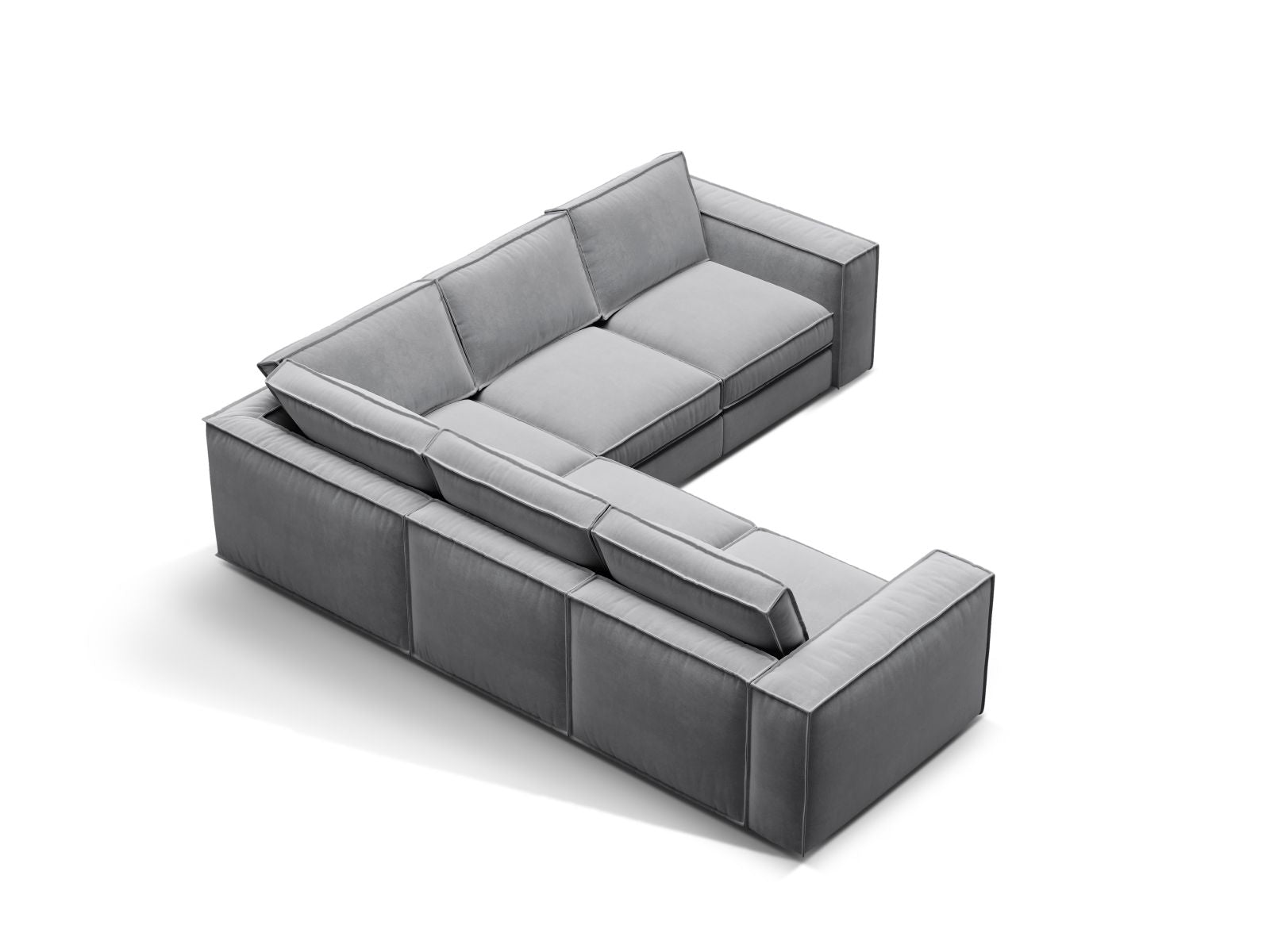 Elegantes 4-Sitzer Ecksofa Symmetric Pola in stilvollem Grau, ideal für moderne Wohnräume, von Micadoni. Modular und vielseitig einsetzbar.