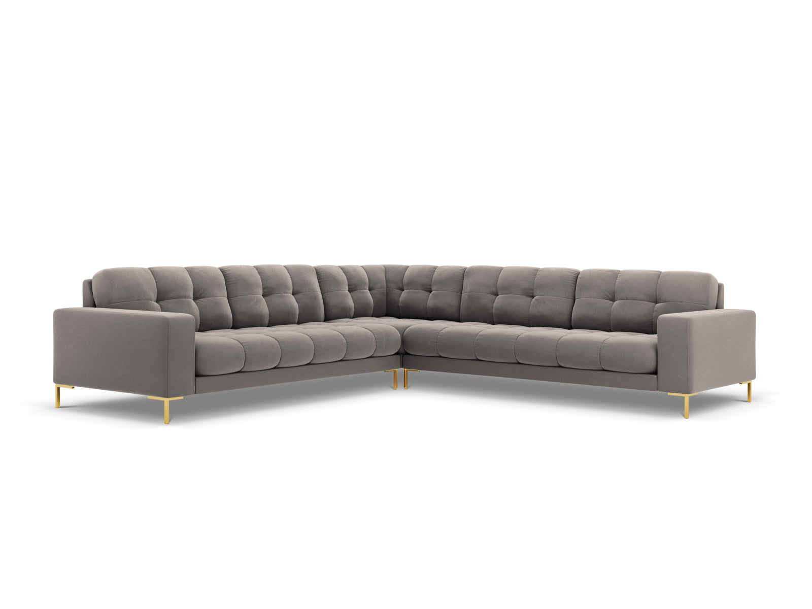 Mamaia Velour Symmetrical Ecksofa 6 Sitzer in Light Grey/Gold präsentiert im Onlineshop von KAQTU Design AG. Ecksofa ist von Micadoni