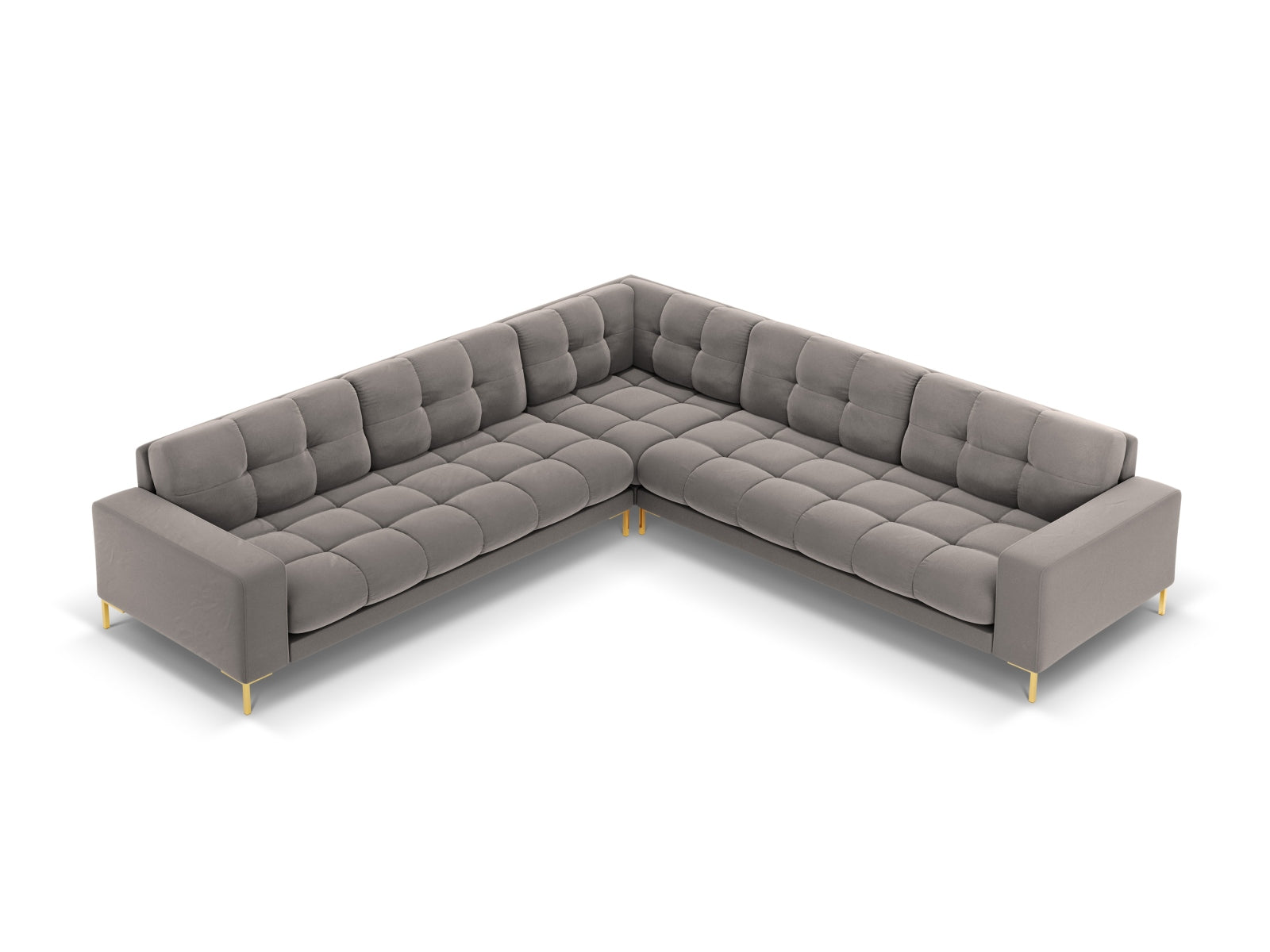 Mamaia Velour Symmetrical Ecksofa 6 Sitzer in Light Grey/Gold präsentiert im Onlineshop von KAQTU Design AG. Ecksofa ist von Micadoni
