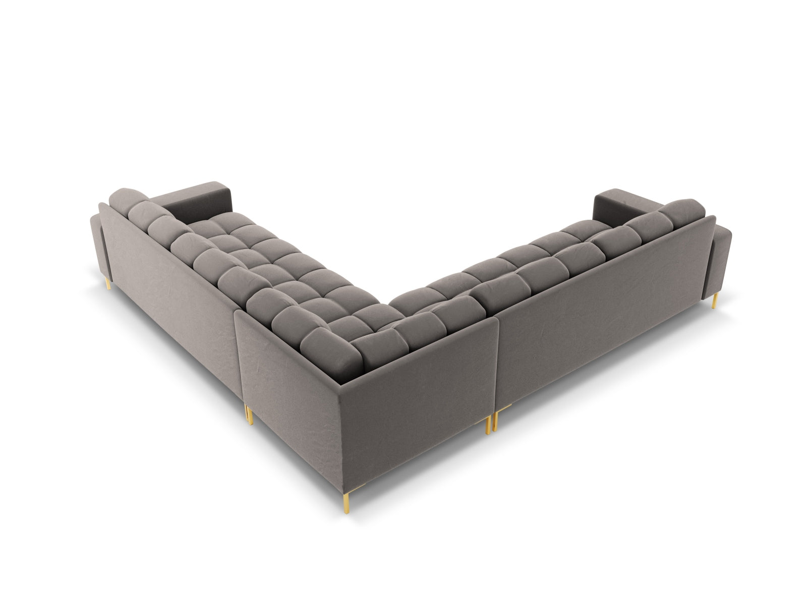 Mamaia Velour Symmetrical Ecksofa 6 Sitzer in Light Grey/Gold präsentiert im Onlineshop von KAQTU Design AG. Ecksofa ist von Micadoni