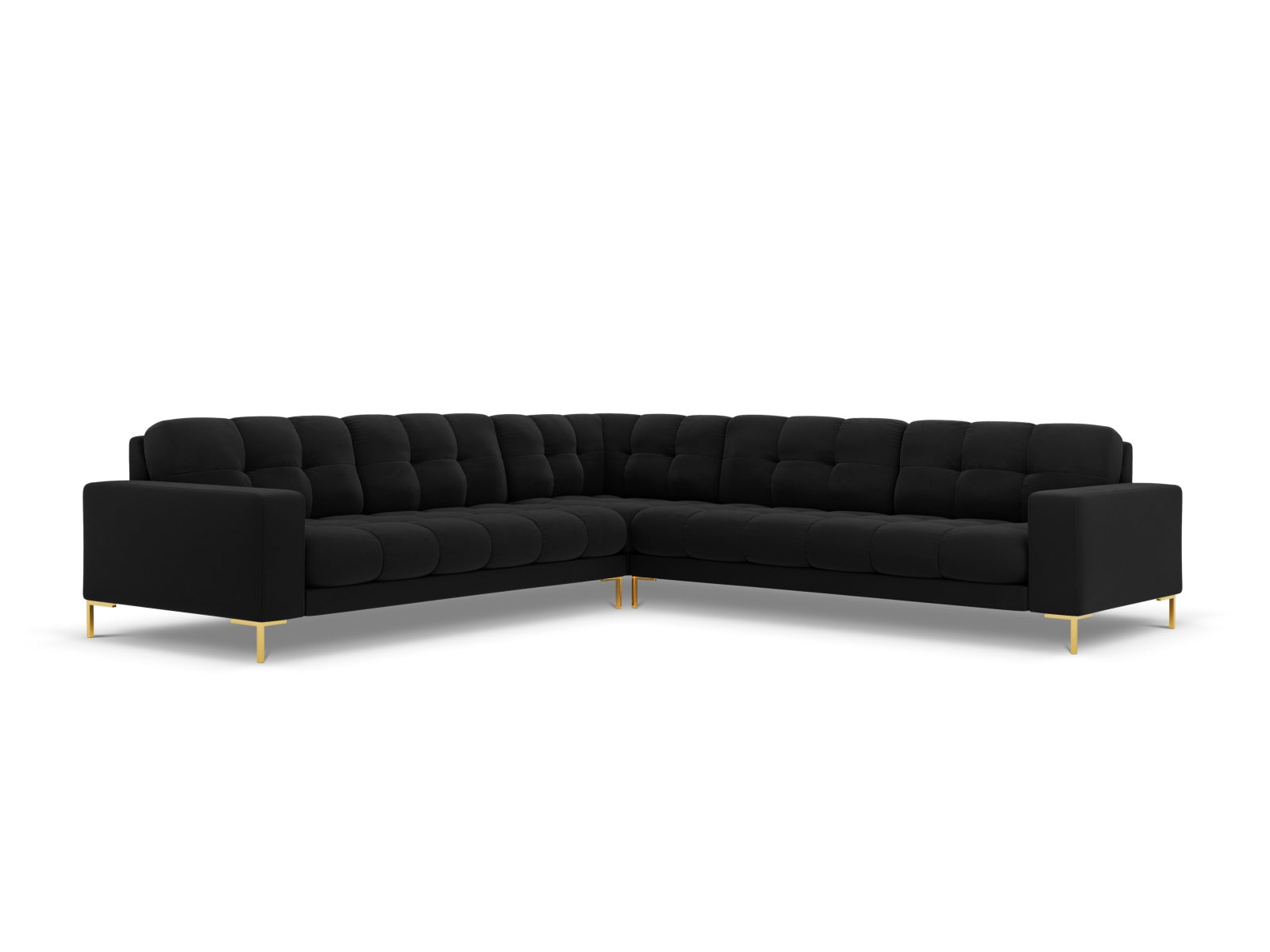 Mamaia Velour Symmetrical Ecksofa 6 Sitzer in Black/Gold präsentiert im Onlineshop von KAQTU Design AG. Ecksofa ist von Micadoni