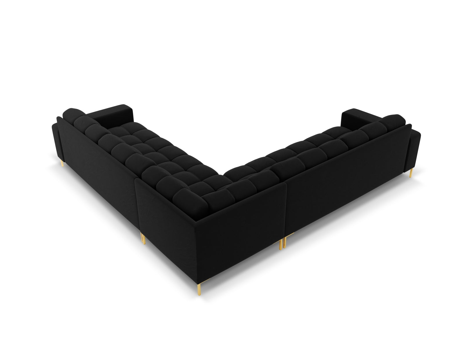 Mamaia Velour Symmetrical Ecksofa 6 Sitzer in Black/Gold präsentiert im Onlineshop von KAQTU Design AG. Ecksofa ist von Micadoni
