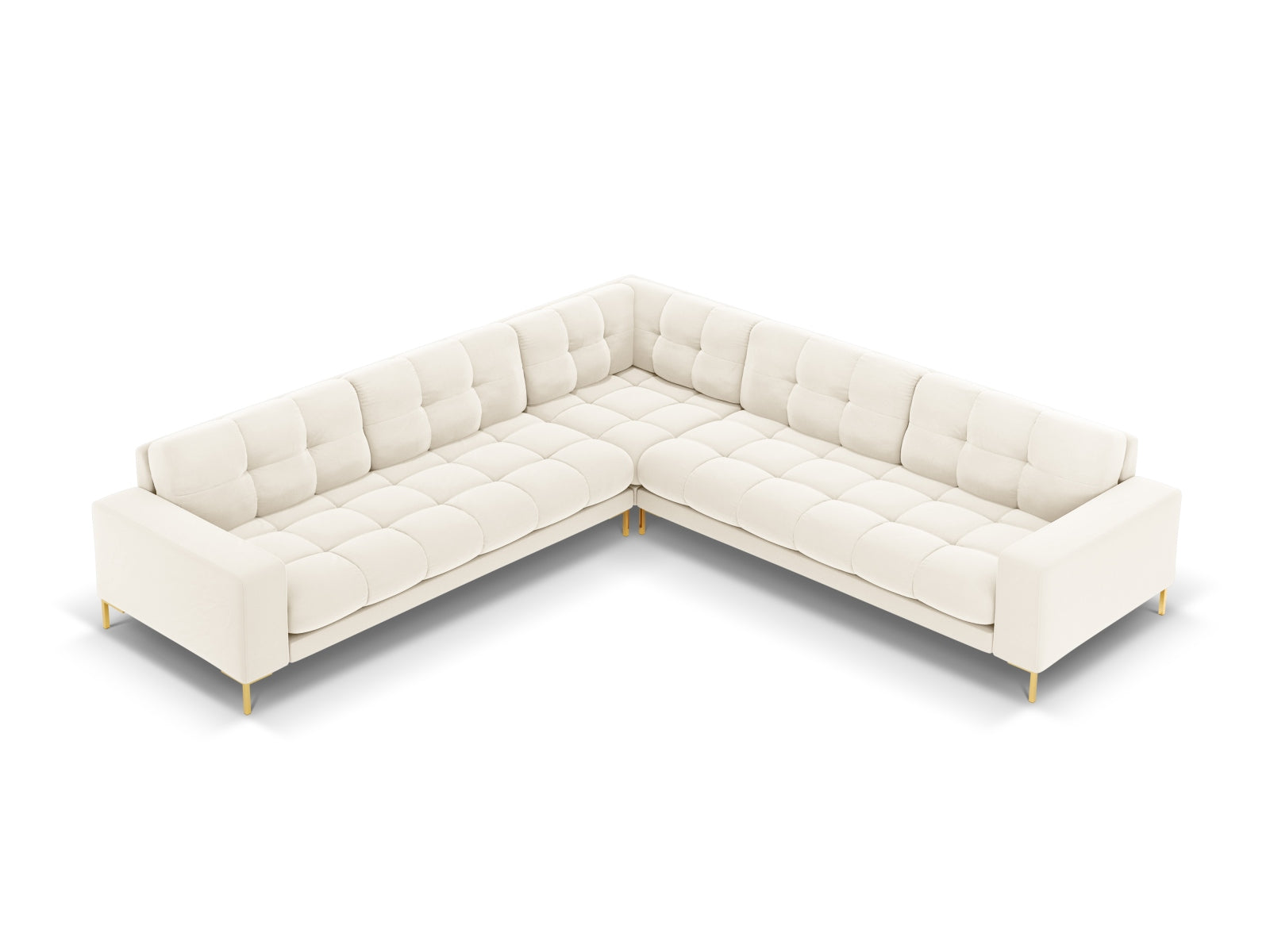 Mamaia Velour Symmetrical Ecksofa 6 Sitzer in Light Beige/Gold präsentiert im Onlineshop von KAQTU Design AG. Ecksofa ist von Micadoni