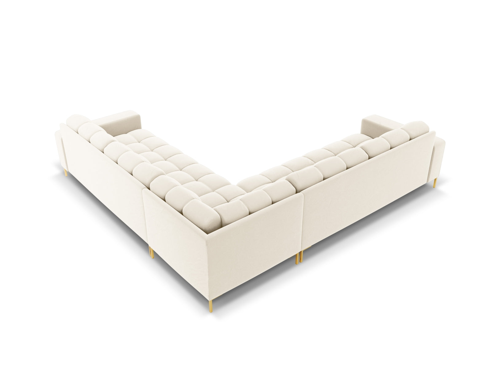 Mamaia Velour Symmetrical Ecksofa 6 Sitzer in Light Beige/Gold präsentiert im Onlineshop von KAQTU Design AG. Ecksofa ist von Micadoni