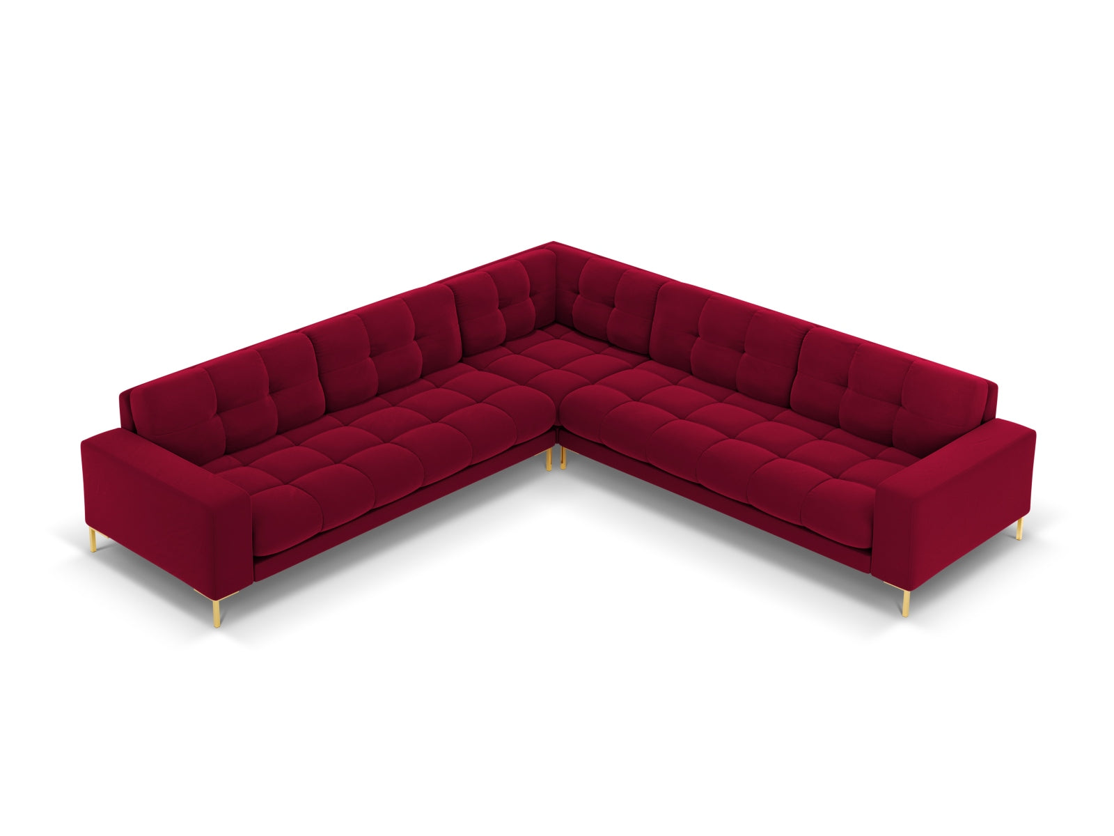 Mamaia Velour Symmetrical Ecksofa 6 Sitzer in Red/Gold präsentiert im Onlineshop von KAQTU Design AG. Ecksofa ist von Micadoni