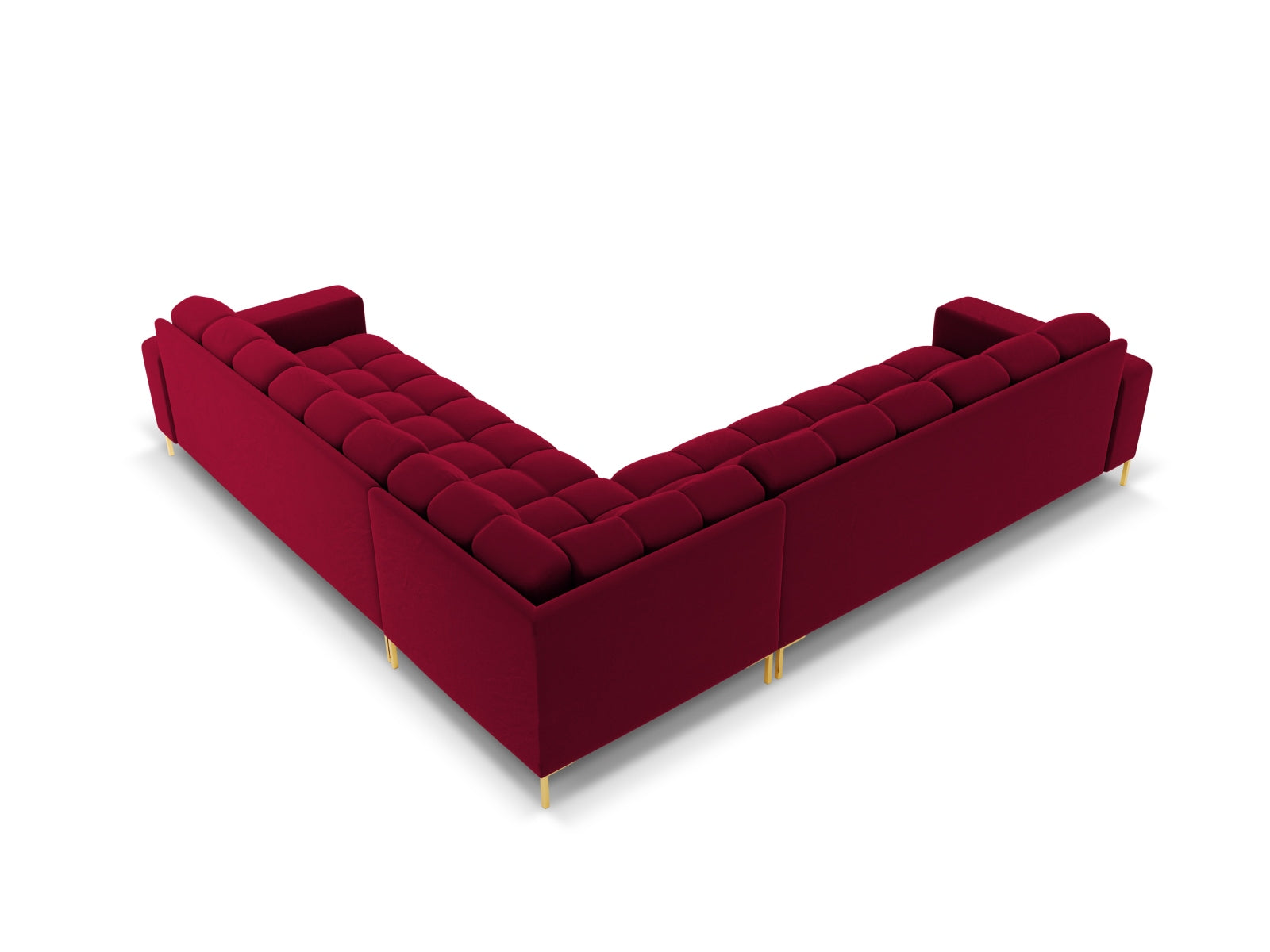 Mamaia Velour Symmetrical Ecksofa 6 Sitzer in Red/Gold präsentiert im Onlineshop von KAQTU Design AG. Ecksofa ist von Micadoni