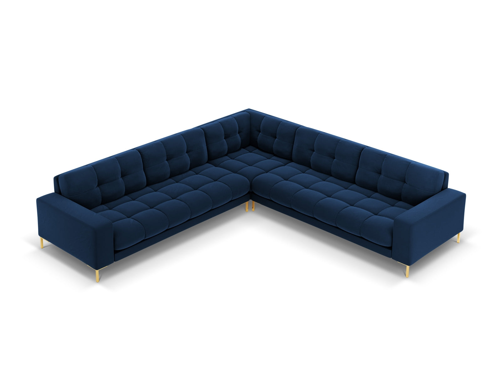 Mamaia Velour Symmetrical Ecksofa 6 Sitzer in Royal Blue/Gold präsentiert im Onlineshop von KAQTU Design AG. Ecksofa ist von Micadoni
