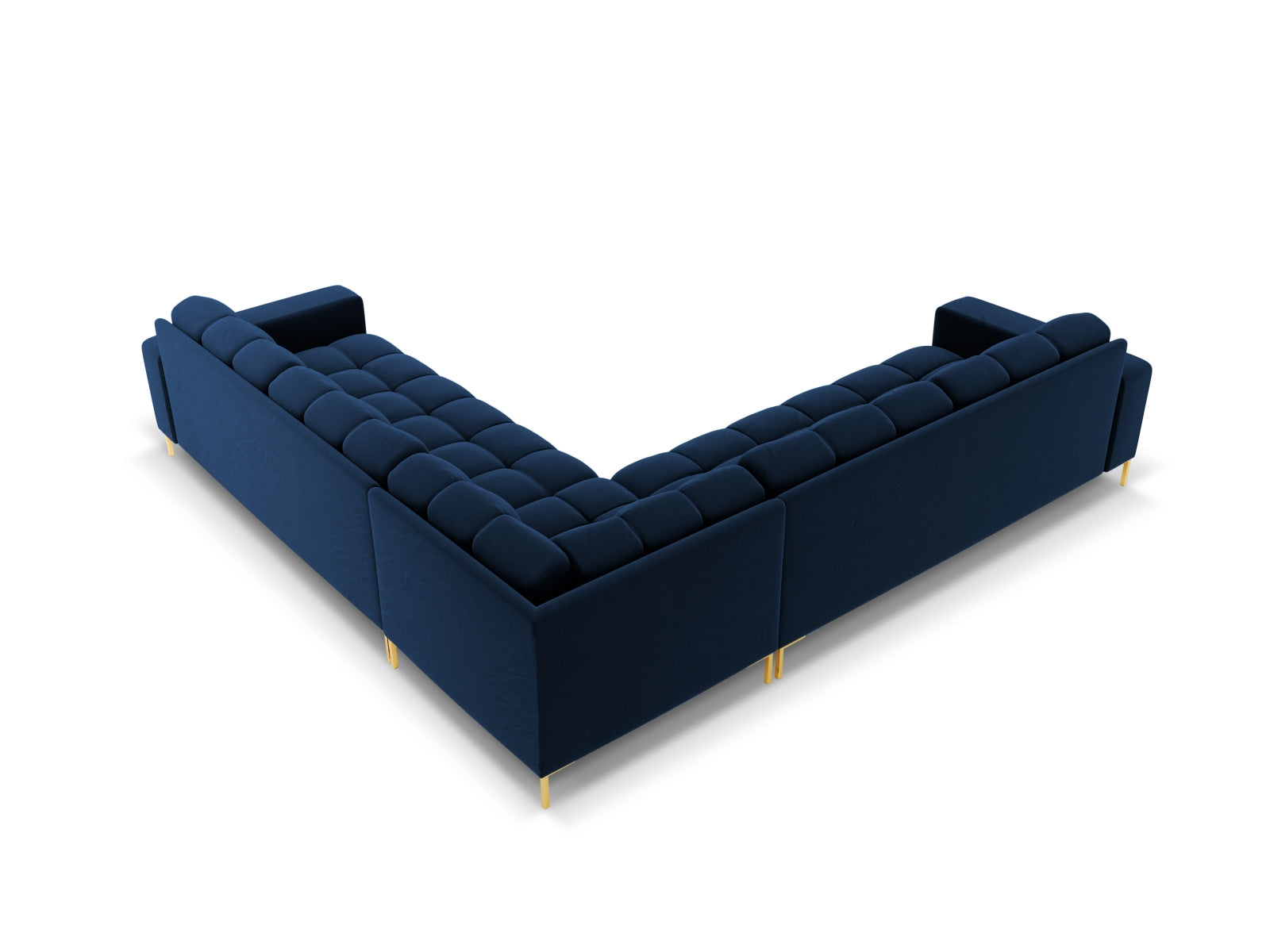 Mamaia Velour Symmetrical Ecksofa 6 Sitzer in Royal Blue/Gold präsentiert im Onlineshop von KAQTU Design AG. Ecksofa ist von Micadoni