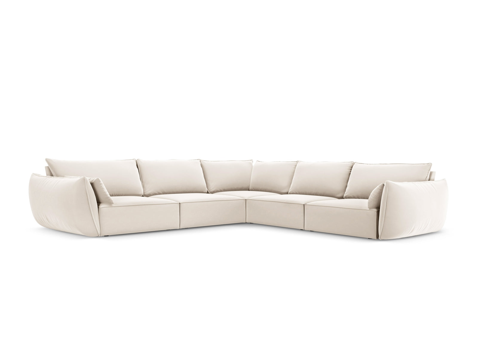 Kaelle Velour Symmetrical Ecksofa 7 Sitzer in Light Beige präsentiert im Onlineshop von KAQTU Design AG. Ecksofa ist von Micadoni
