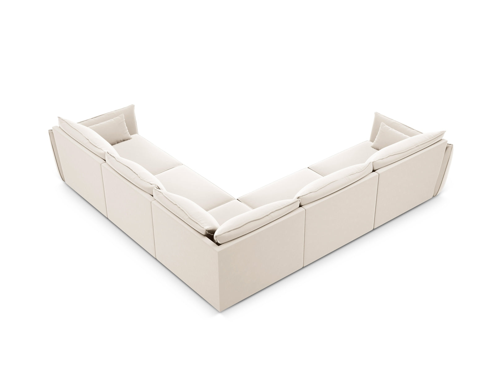 Erleben Sie das elegante Kaelle Velour Ecksofa 7 Sitzer von Micadoni – der perfekte Ort für Entspannung und gesellige Stunden mit Freunden und Familie.