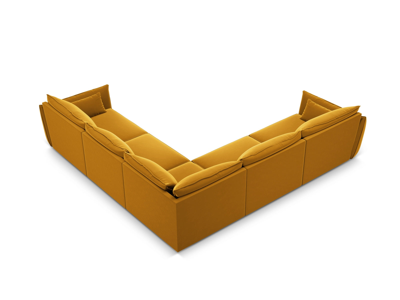 Erleben Sie das elegante Kaelle Velour Ecksofa 7 Sitzer von Micadoni – der perfekte Ort für Entspannung und gesellige Stunden mit Freunden und Familie.