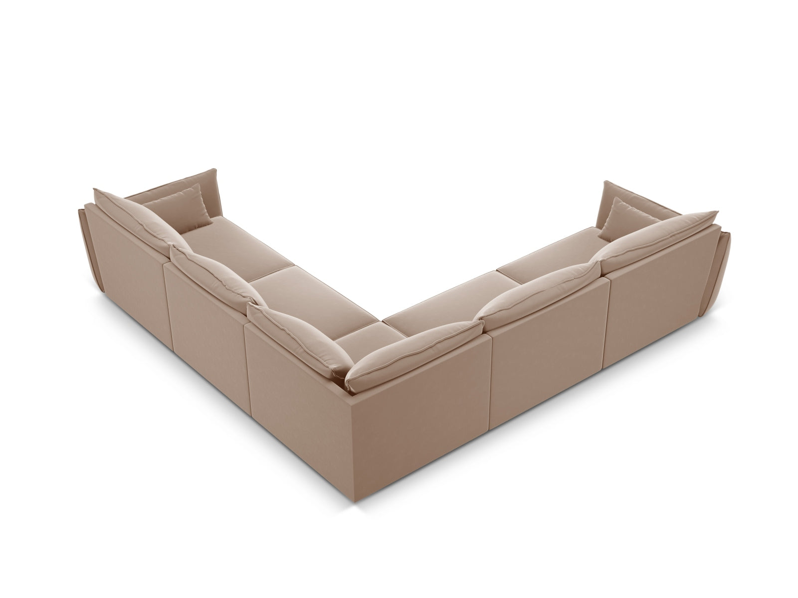 Erleben Sie das elegante Kaelle Velour Ecksofa 7 Sitzer von Micadoni – der perfekte Ort für Entspannung und gesellige Stunden mit Freunden und Familie.
