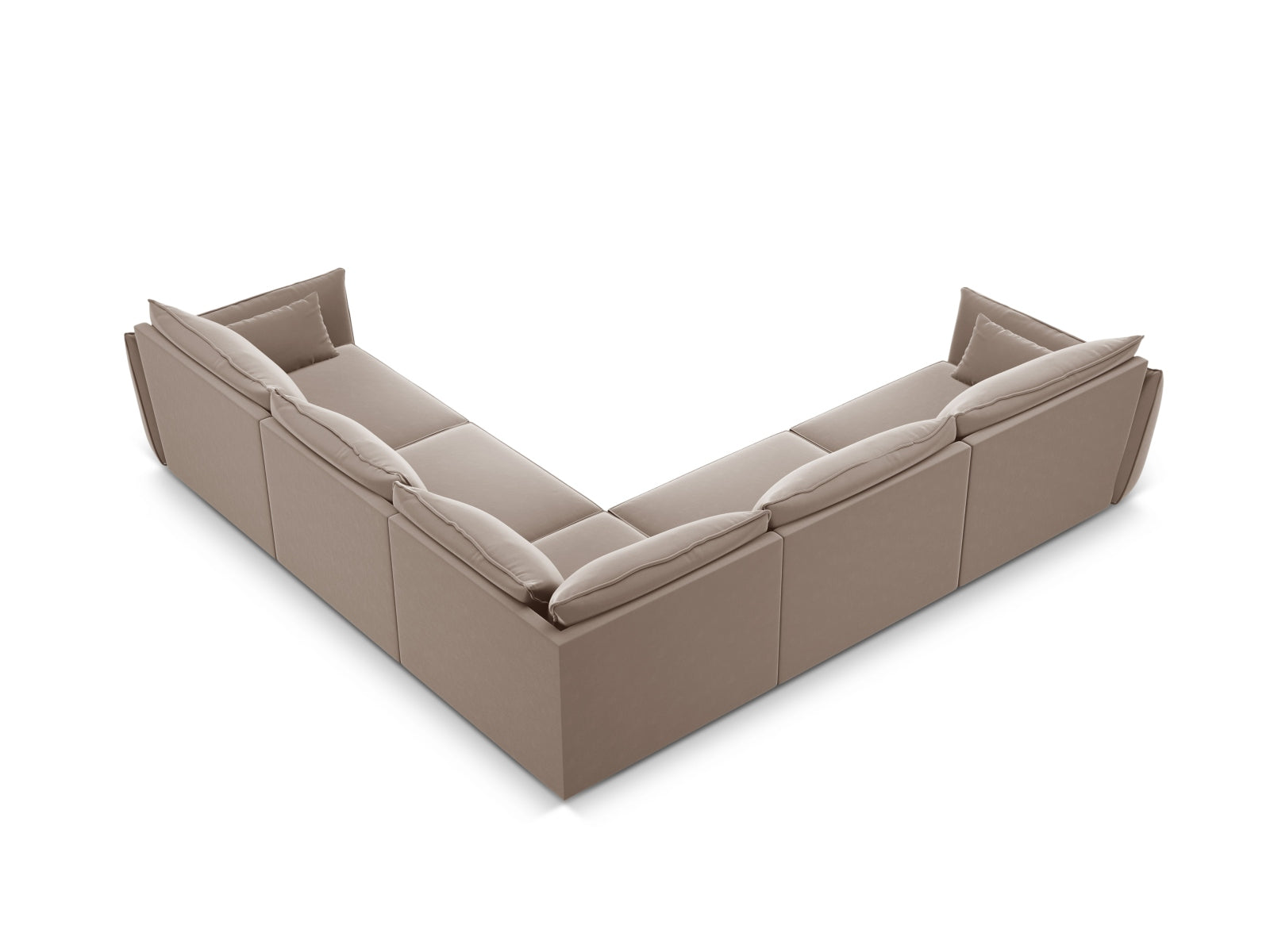 Erleben Sie das elegante Kaelle Velour Ecksofa 7 Sitzer von Micadoni – der perfekte Ort für Entspannung und gesellige Stunden mit Freunden und Familie.