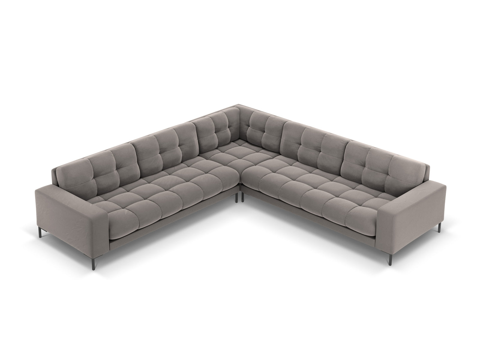 Mamaia Velour Symmetrical Ecksofa 6 Sitzer in Light Grey/Schwarz präsentiert im Onlineshop von KAQTU Design AG. Ecksofa ist von Micadoni