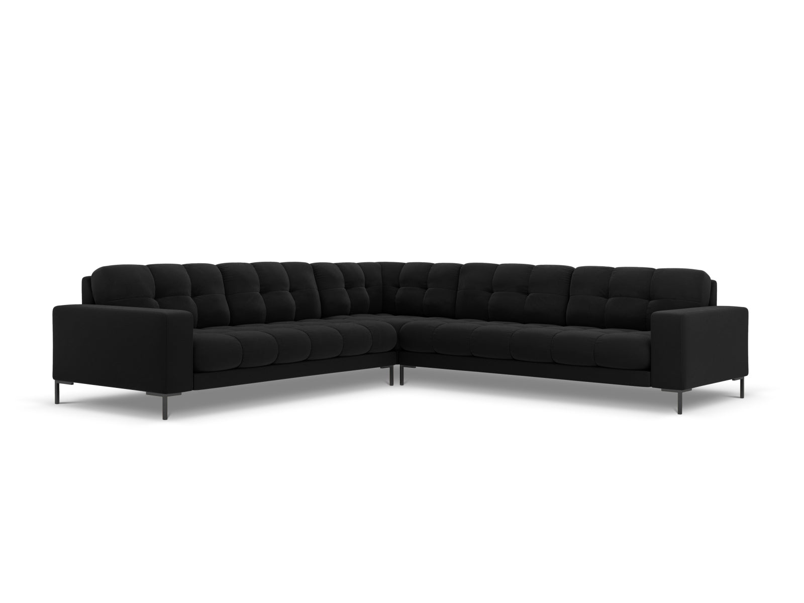 Mamaia Velour Symmetrical Ecksofa 6 Sitzer in Black/Schwarz präsentiert im Onlineshop von KAQTU Design AG. Ecksofa ist von Micadoni