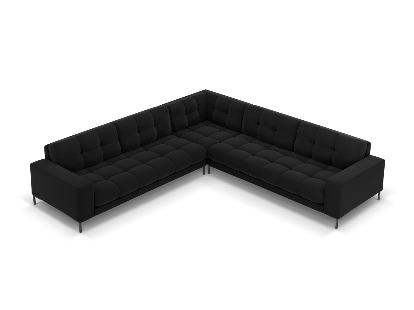 Mamaia Velour Symmetrical Ecksofa 6 Sitzer in Black/Schwarz präsentiert im Onlineshop von KAQTU Design AG. Ecksofa ist von Micadoni