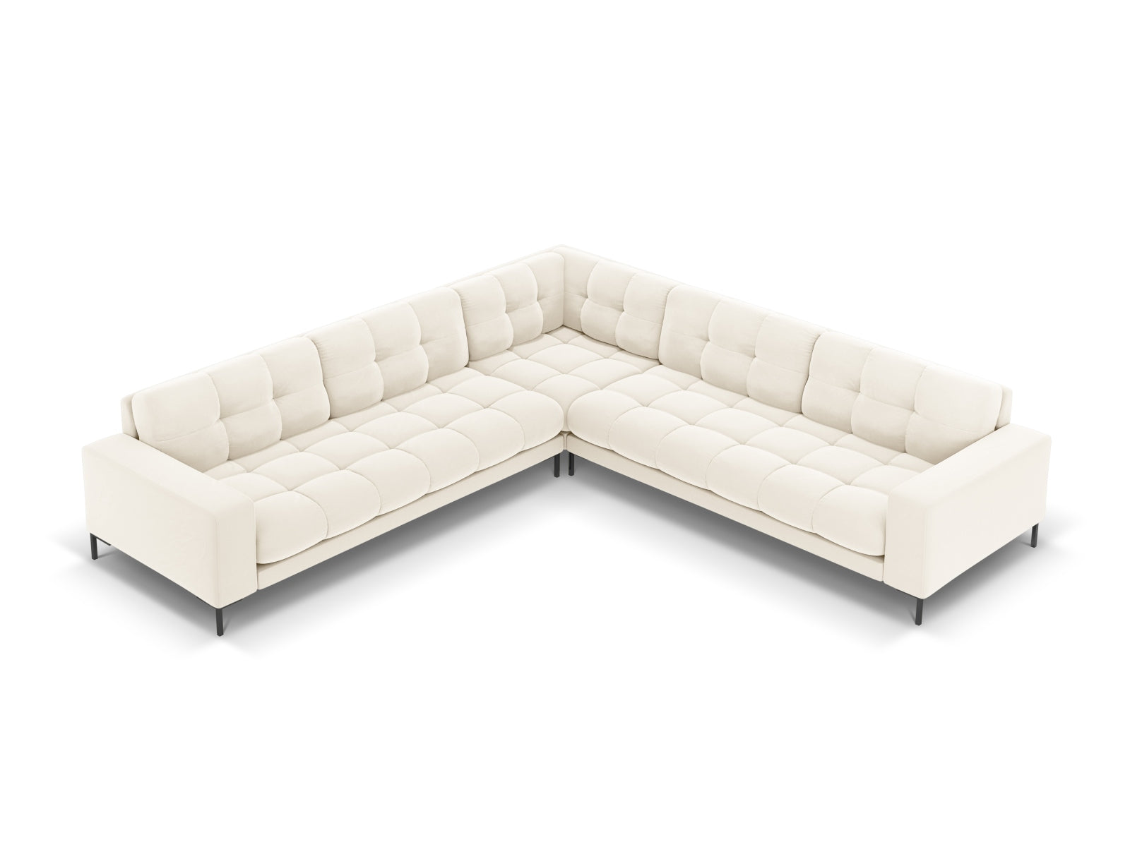 Mamaia Velour Symmetrical Ecksofa 6 Sitzer in Light Beige/Schwarz präsentiert im Onlineshop von KAQTU Design AG. Ecksofa ist von Micadoni