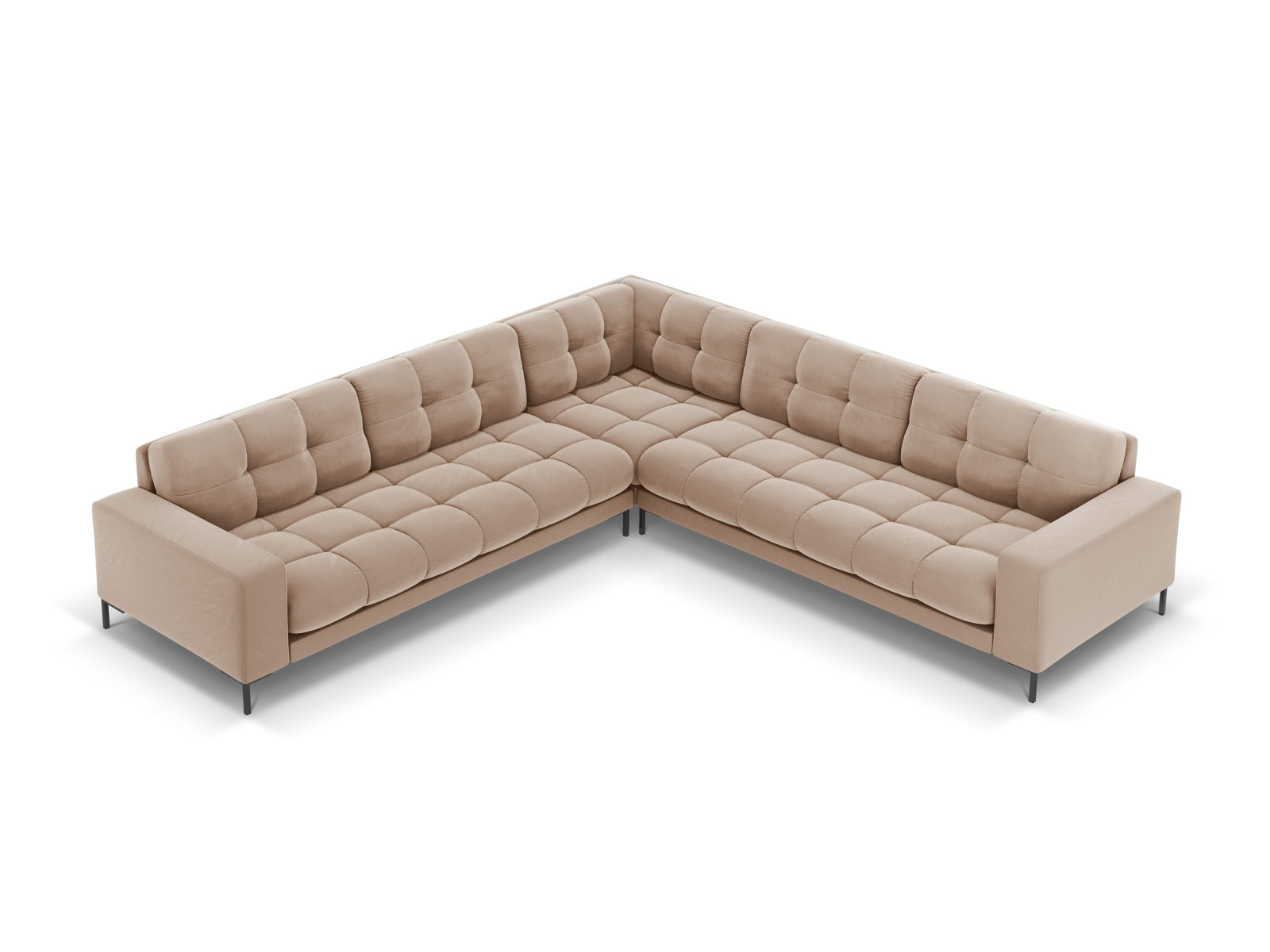 Mamaia Velour Symmetrical Ecksofa 6 Sitzer in Beige/Schwarz präsentiert im Onlineshop von KAQTU Design AG. Ecksofa ist von Micadoni
