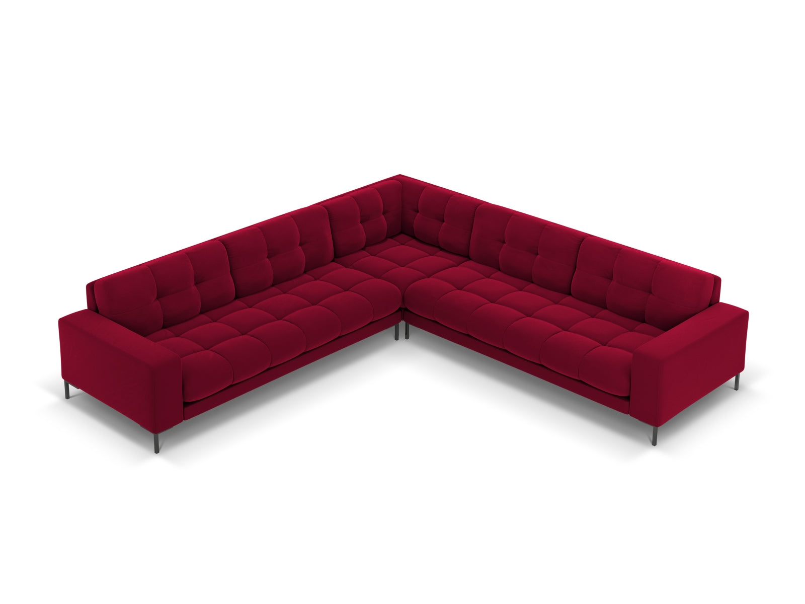 Mamaia Velour Symmetrical Ecksofa 6 Sitzer in Red/Schwarz präsentiert im Onlineshop von KAQTU Design AG. Ecksofa ist von Micadoni