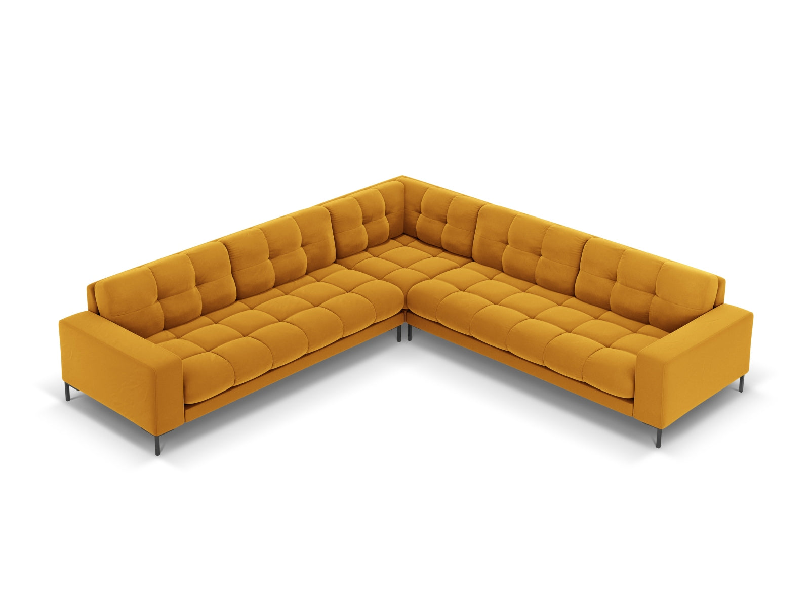 Mamaia Velour Symmetrical Ecksofa 6 Sitzer in Yellow/Schwarz präsentiert im Onlineshop von KAQTU Design AG. Ecksofa ist von Micadoni
