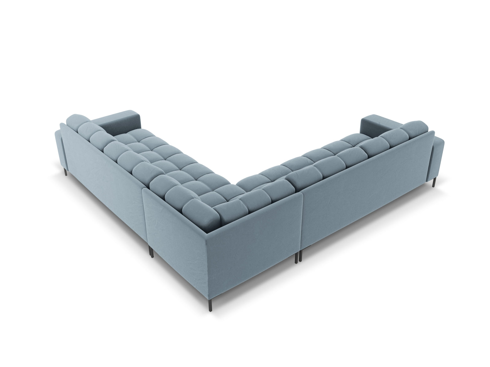Mamaia Velour Symmetrical Ecksofa 6 Sitzer in Light Blue/Schwarz präsentiert im Onlineshop von KAQTU Design AG. Ecksofa ist von Micadoni