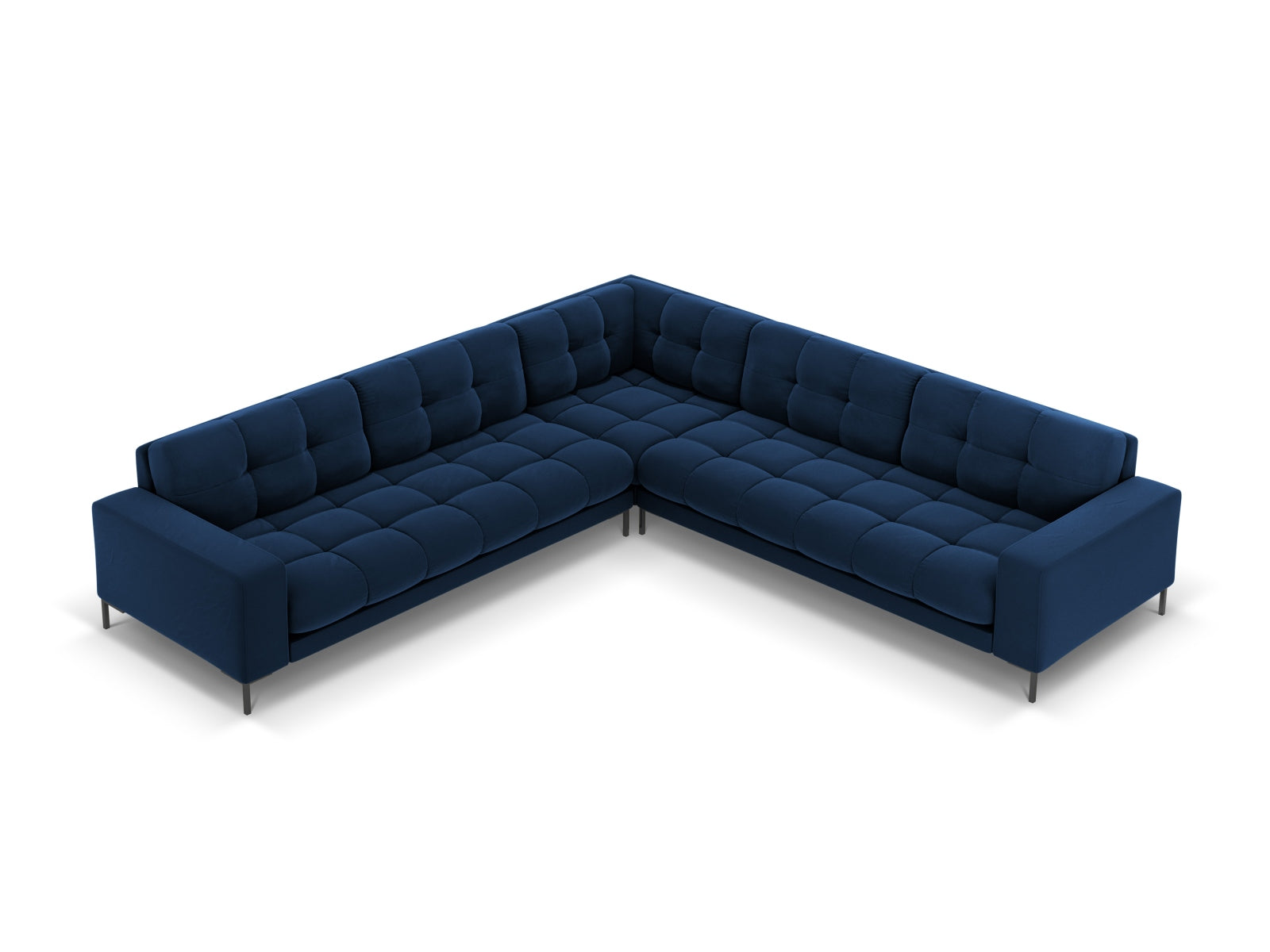 Mamaia Velour Symmetrical Ecksofa 6 Sitzer in Royal Blue/Schwarz präsentiert im Onlineshop von KAQTU Design AG. Ecksofa ist von Micadoni