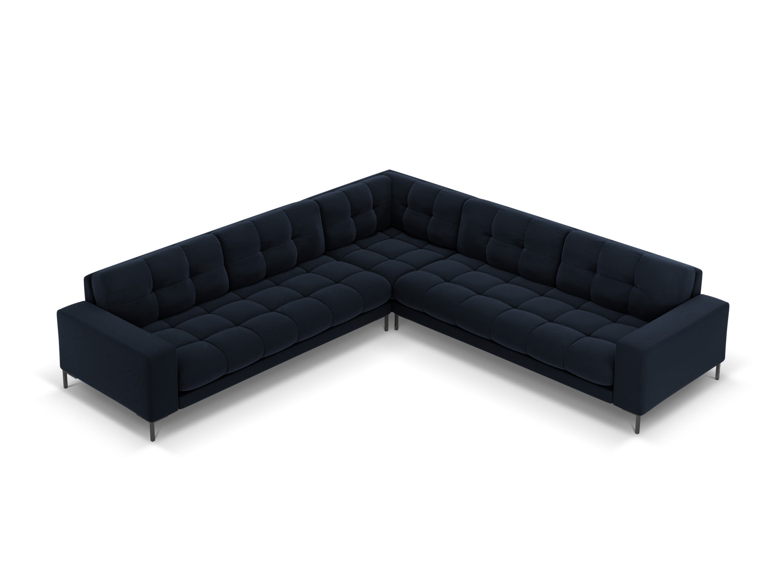 Mamaia Velour Symmetrical Ecksofa 6 Sitzer in Dark Blue/Schwarz präsentiert im Onlineshop von KAQTU Design AG. Ecksofa ist von Micadoni