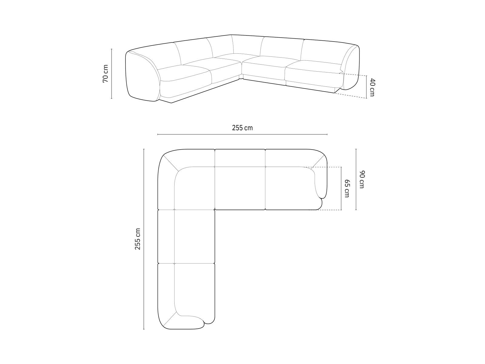 Miley Velour Symmetrical Ecksofa 5 Sitzer in Light Grey präsentiert im Onlineshop von KAQTU Design AG. Ecksofa ist von Micadoni