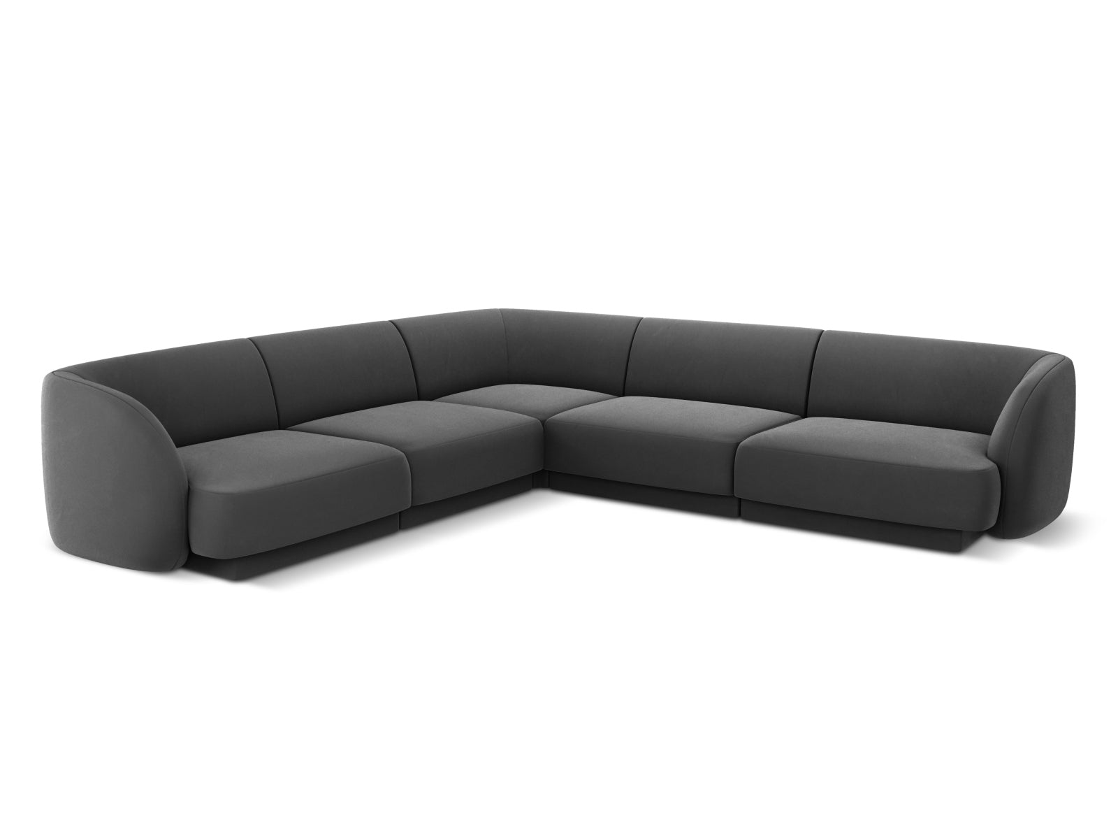 Miley Velour Symmetrical Ecksofa 5 Sitzer in Grey präsentiert im Onlineshop von KAQTU Design AG. Ecksofa ist von Micadoni