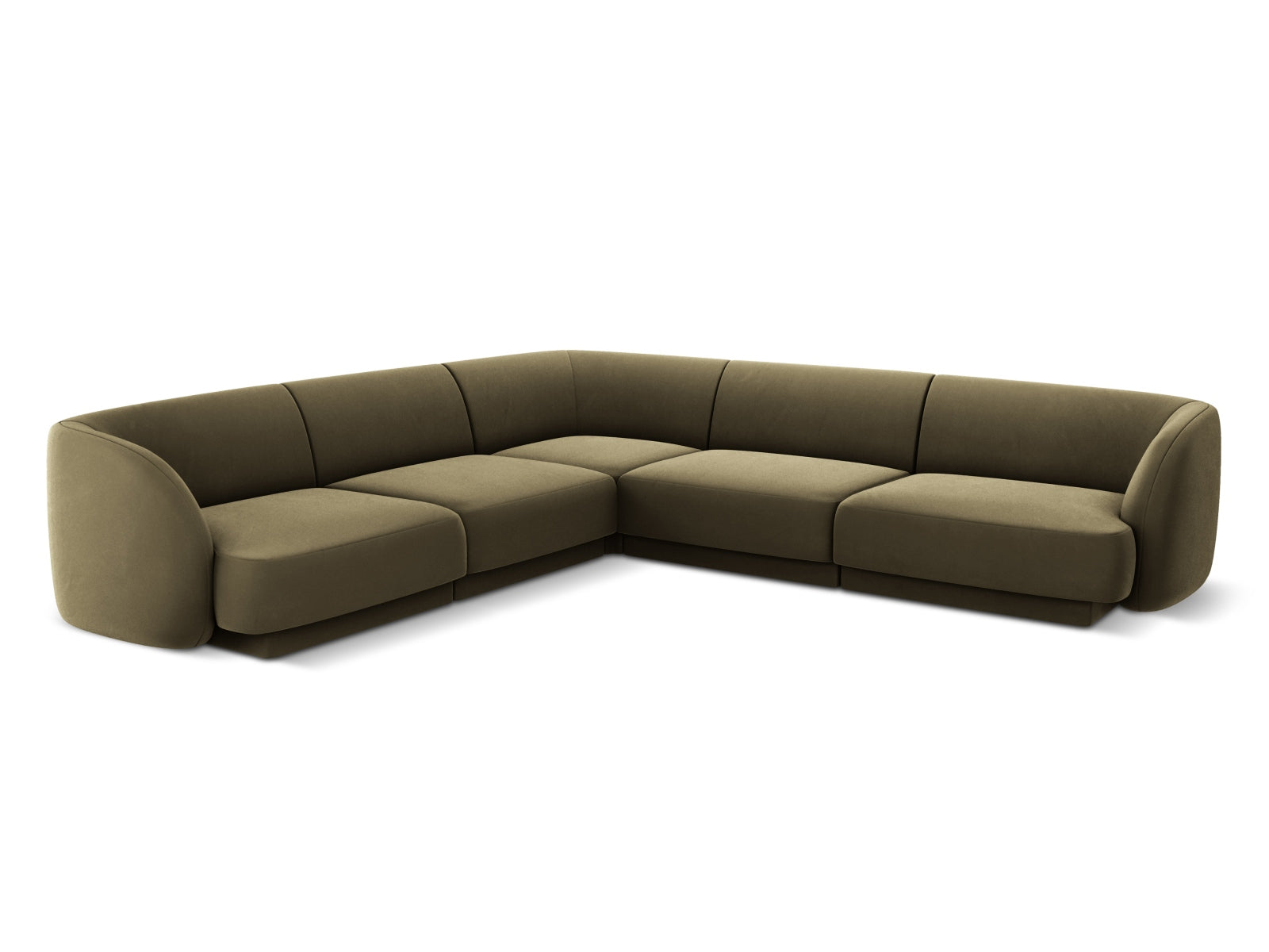 Miley Velour Symmetrical Ecksofa 5 Sitzer in Green präsentiert im Onlineshop von KAQTU Design AG. Ecksofa ist von Micadoni