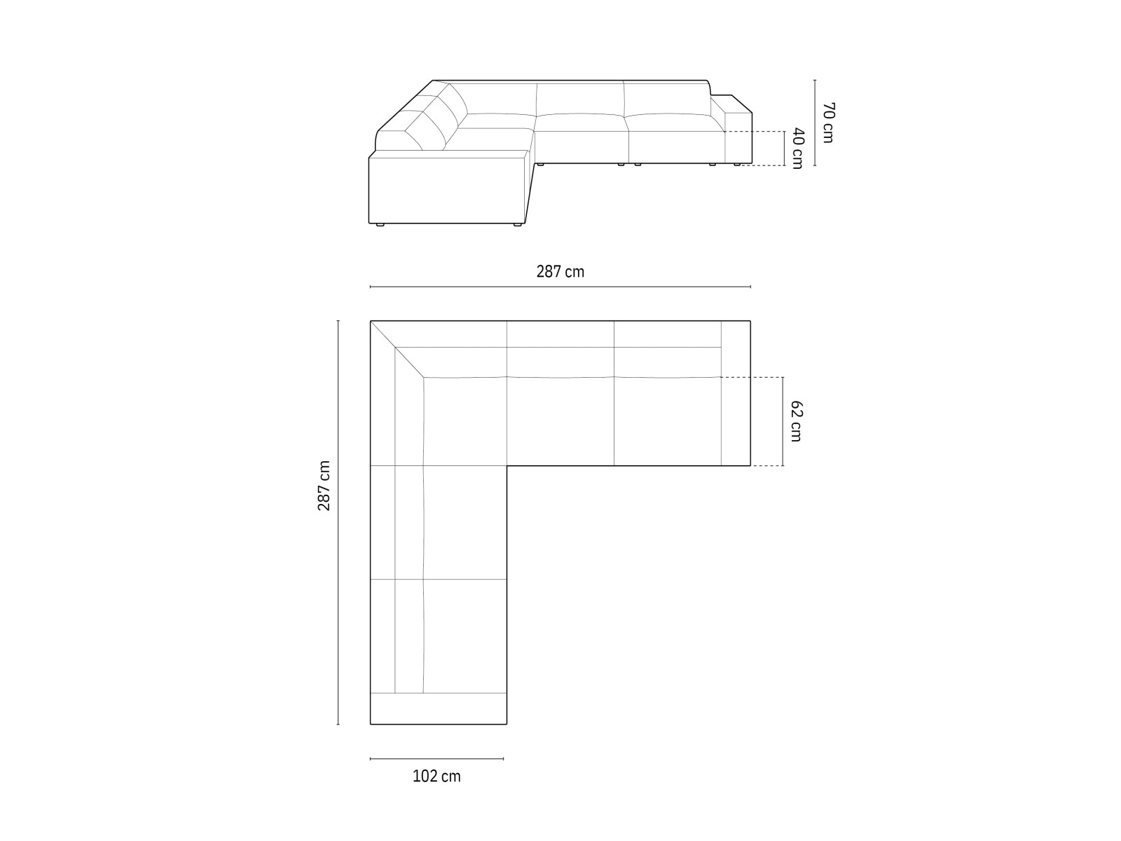 Jodie Modulares Symmetrical Ecksofa 6 Sitzer in Beige präsentiert im Onlineshop von KAQTU Design AG. Ecksofa ist von Micadoni