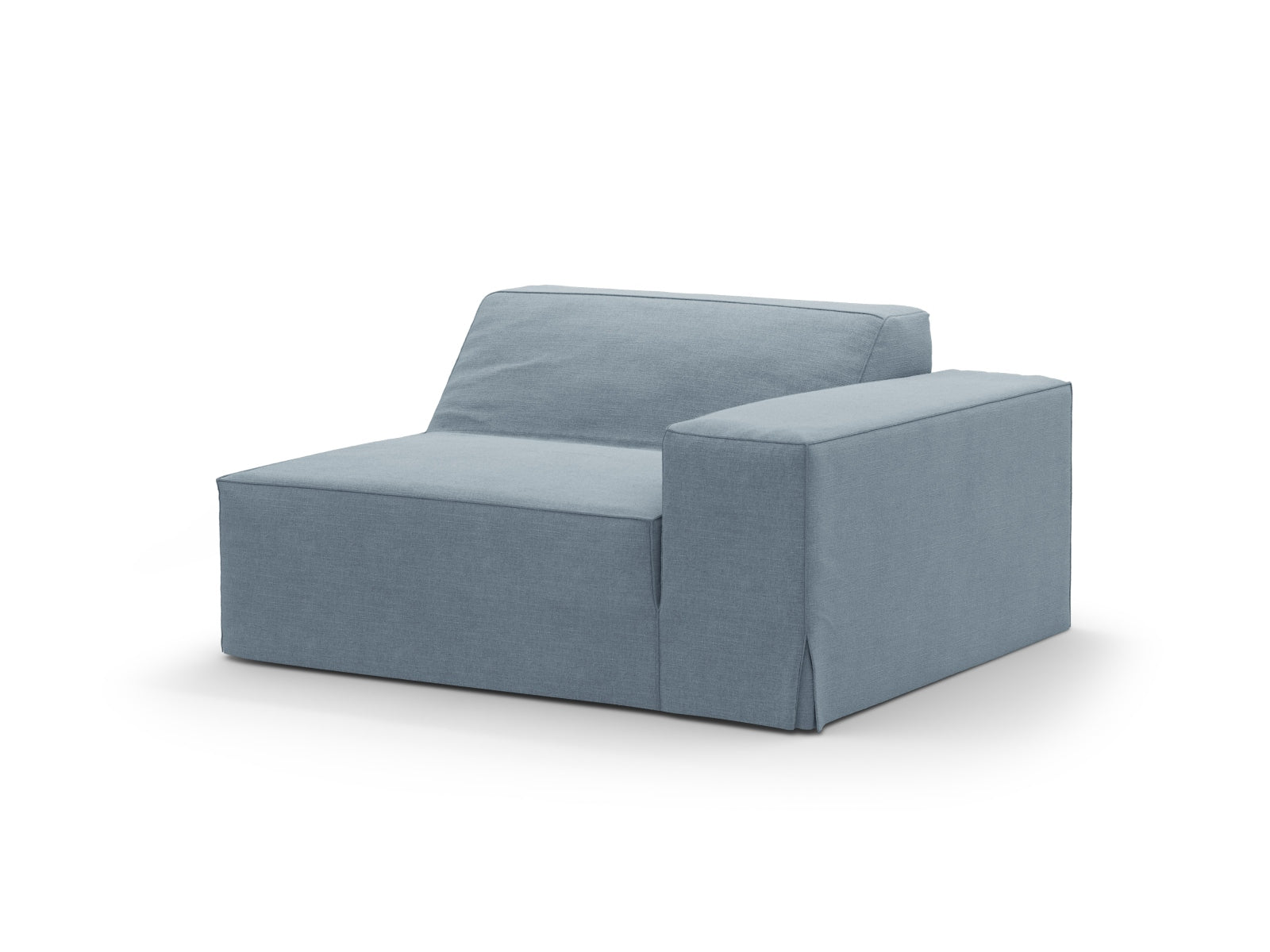 Eleganter Bezug für das rechte Modul des Jodie Sofas in sanftem Blau, ideal für zeitgemäße Einrichtungsideen. Hochwertige Verarbeitung von Micadoni.
