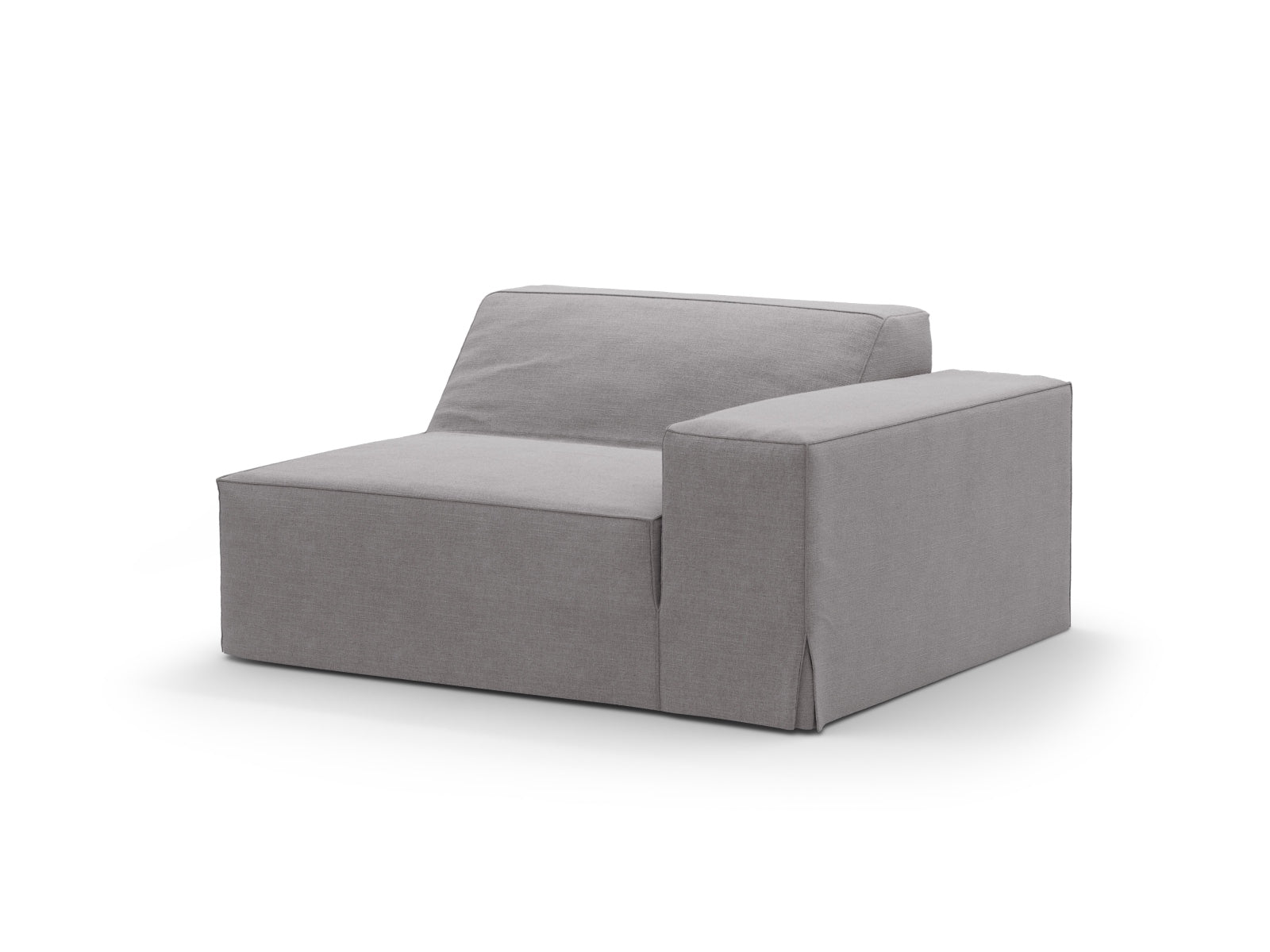 Eleganter Bezug für das rechte Modul des Jodie Sofas in dezentem Grau, ideal für zeitgemäße Einrichtungsideen. Hochwertige Verarbeitung von Micadoni.