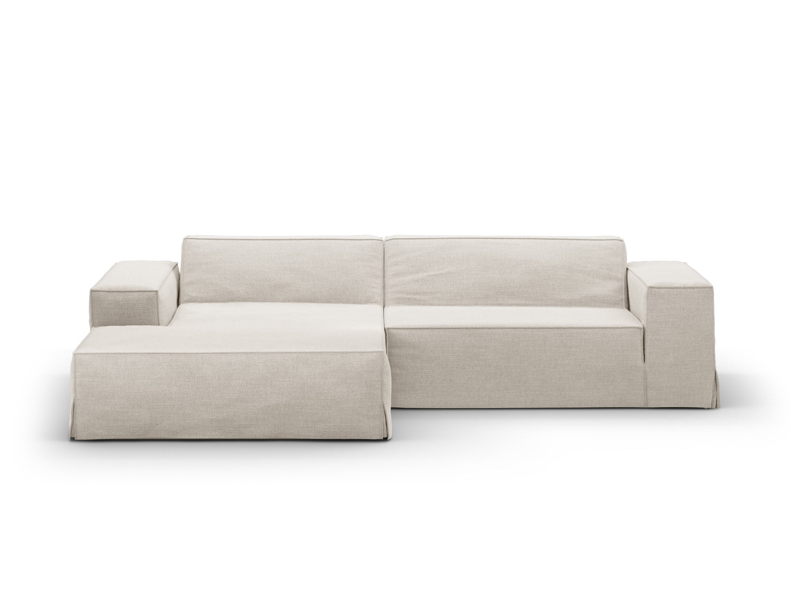 Elegantes Jodie Cover für linksseitiges Ecksofa von Micadoni, aus strapazierfähigem Stoff im zeitgemäßen Linnen-Look, ideal für jeden Wohnraum.