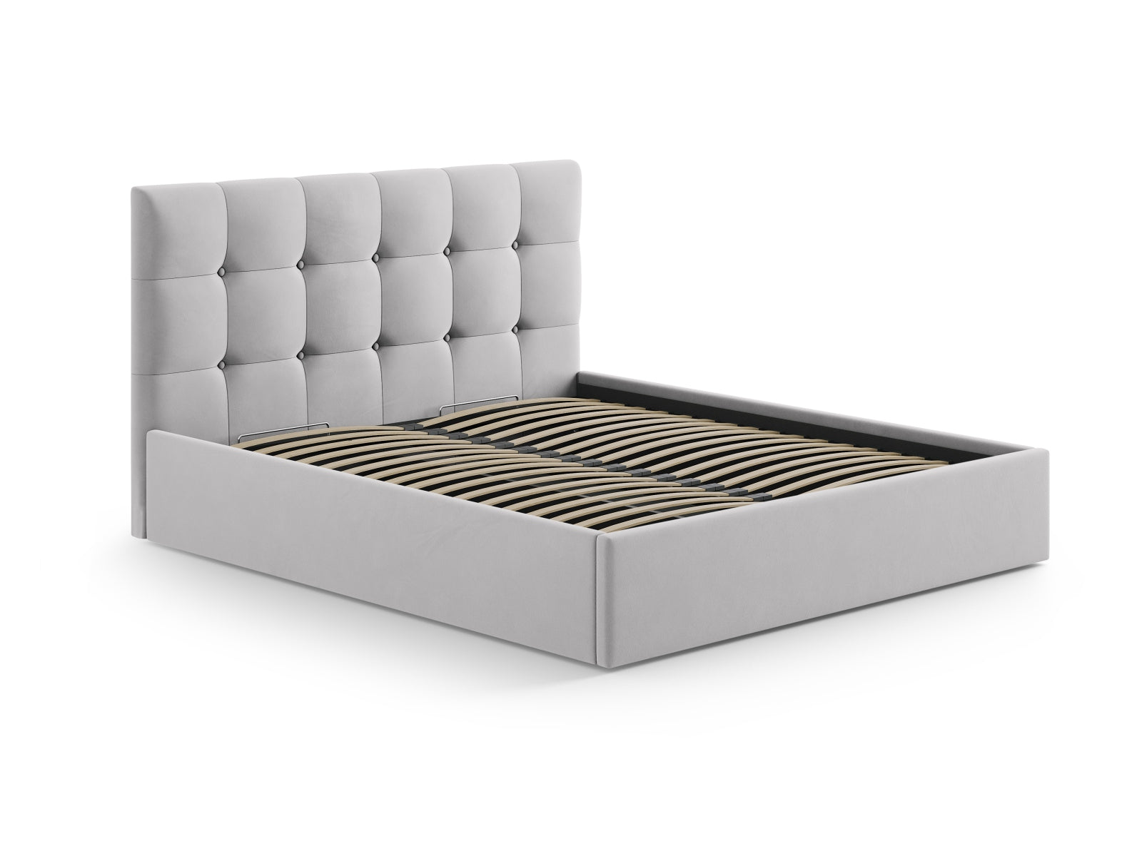 Elegantes Phaedra Velour Kopfteil in sanftem Silberblau, perfekt für eine stilvolle Schlafzimmergestaltung und gemütliche Atmosphäre.