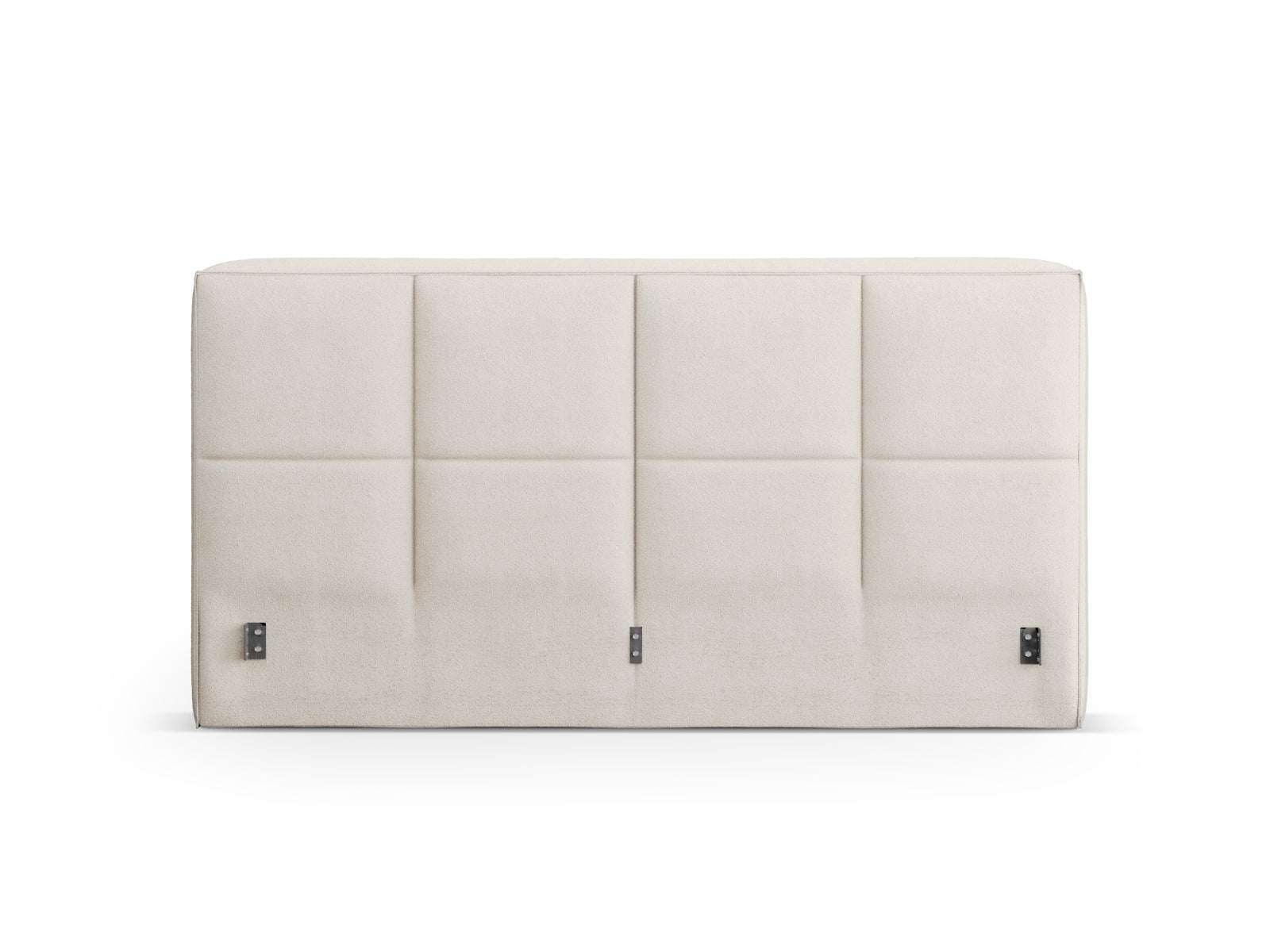Stilvolles Darren Boucle Kopfteil in sanftem Beige, perfekt für zeitgemäße Schlafzimmergestaltung und sorgt für eine gemütliche Stimmung.