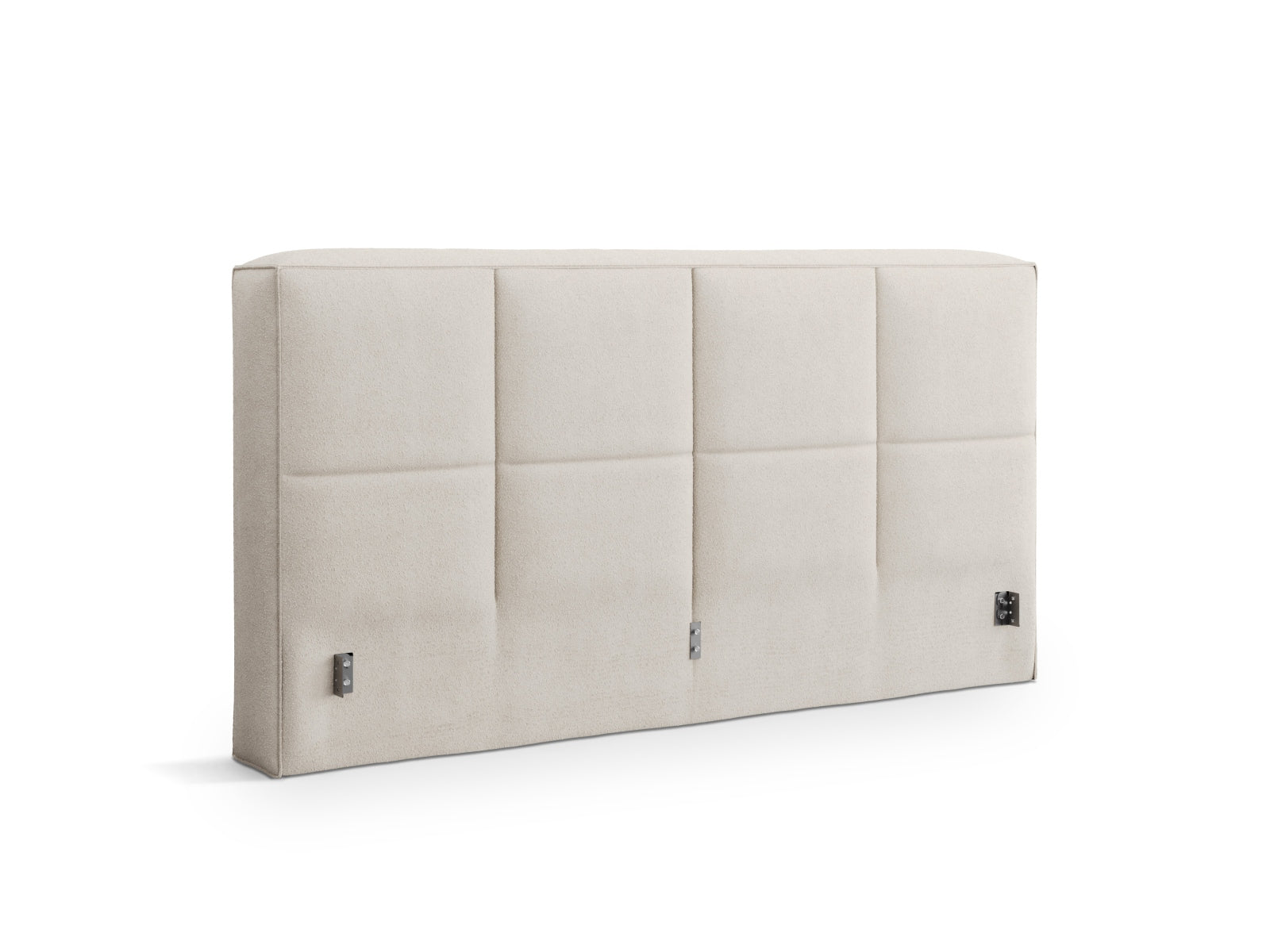 Stilvolles Darren Boucle Kopfteil in sanftem Beige, perfekt für zeitgemäße Schlafzimmergestaltung und sorgt für ein gemütliches Ambiente.