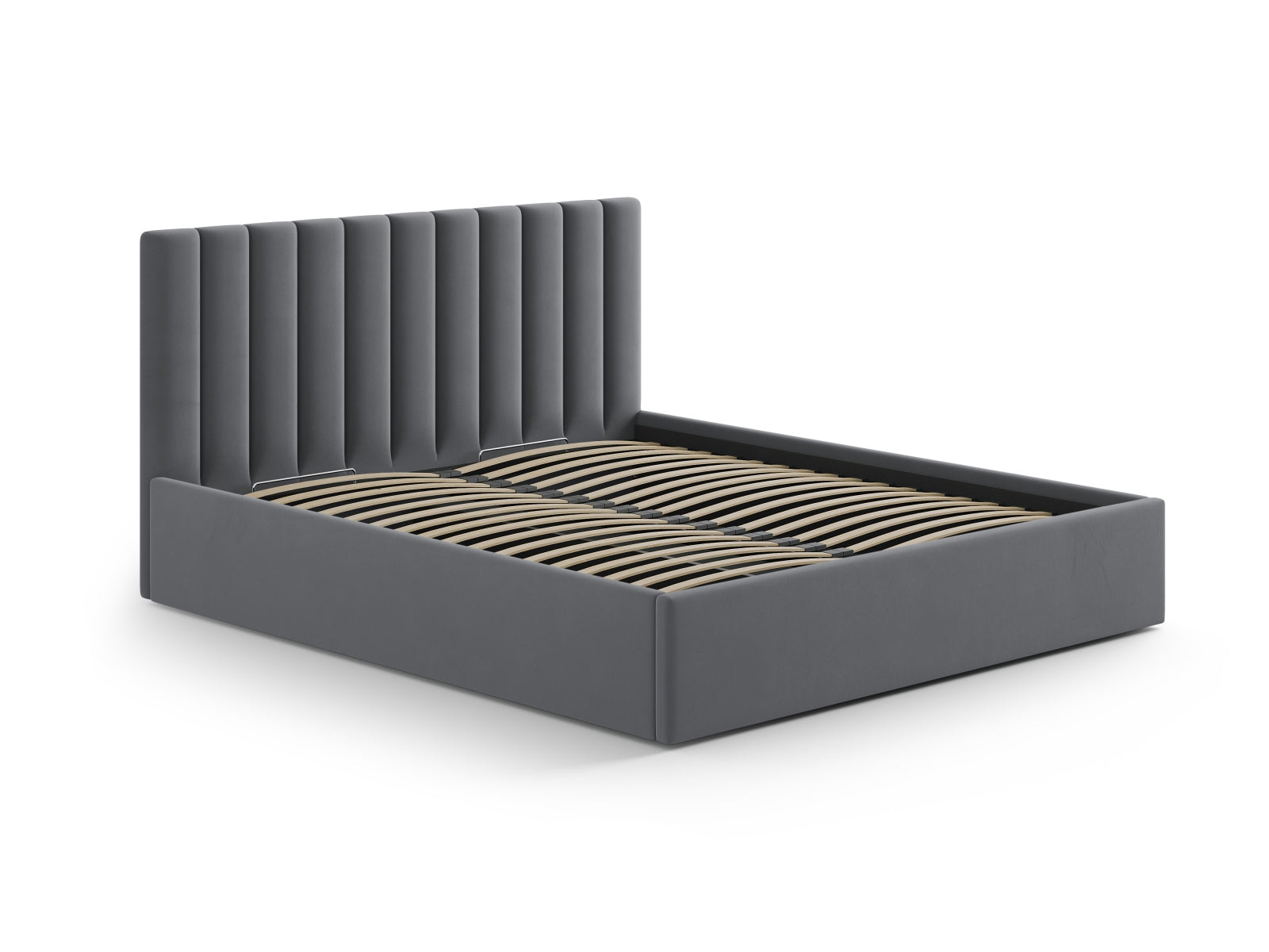 Stilvolles Kopfteil Allison in 210 cm, aus edlem Grey-Bluvel, perfekt für moderne Schlafzimmer und gemütliche Akzente.