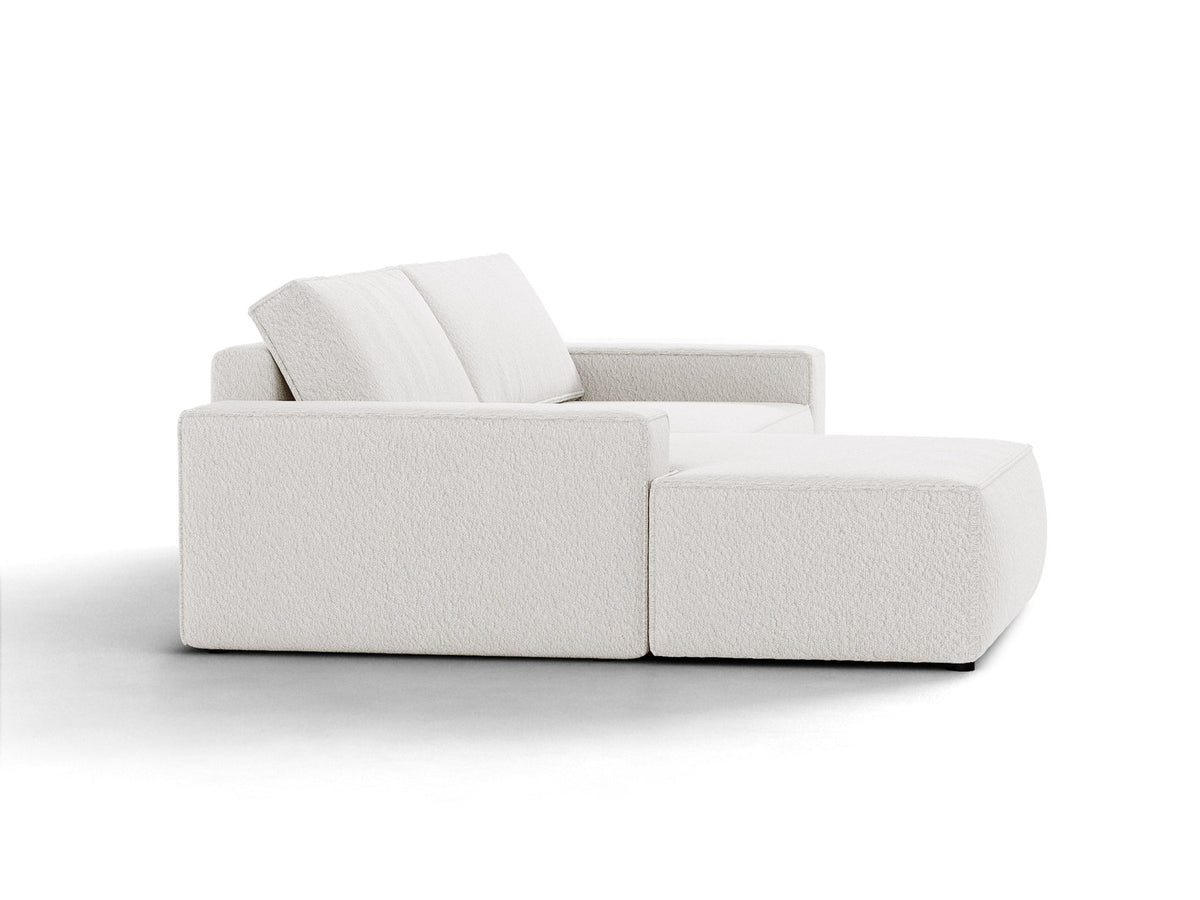 Jodie Boucle Ecksofa links mit Schlaffunktion und Stauraumbox 3 Sitzer in White-Baloo präsentiert im Onlineshop von KAQTU Design AG. Bettsofa links ist von Micadoni
