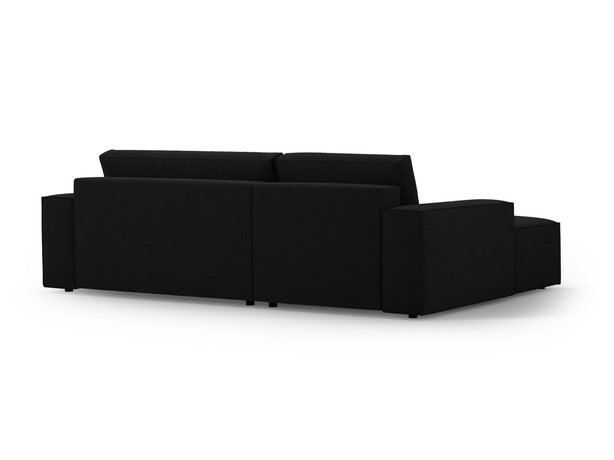 Jodie Boucle Ecksofa links mit Schlaffunktion und Stauraumbox 3 Sitzer in Black-Baloo präsentiert im Onlineshop von KAQTU Design AG. Bettsofa links ist von Micadoni