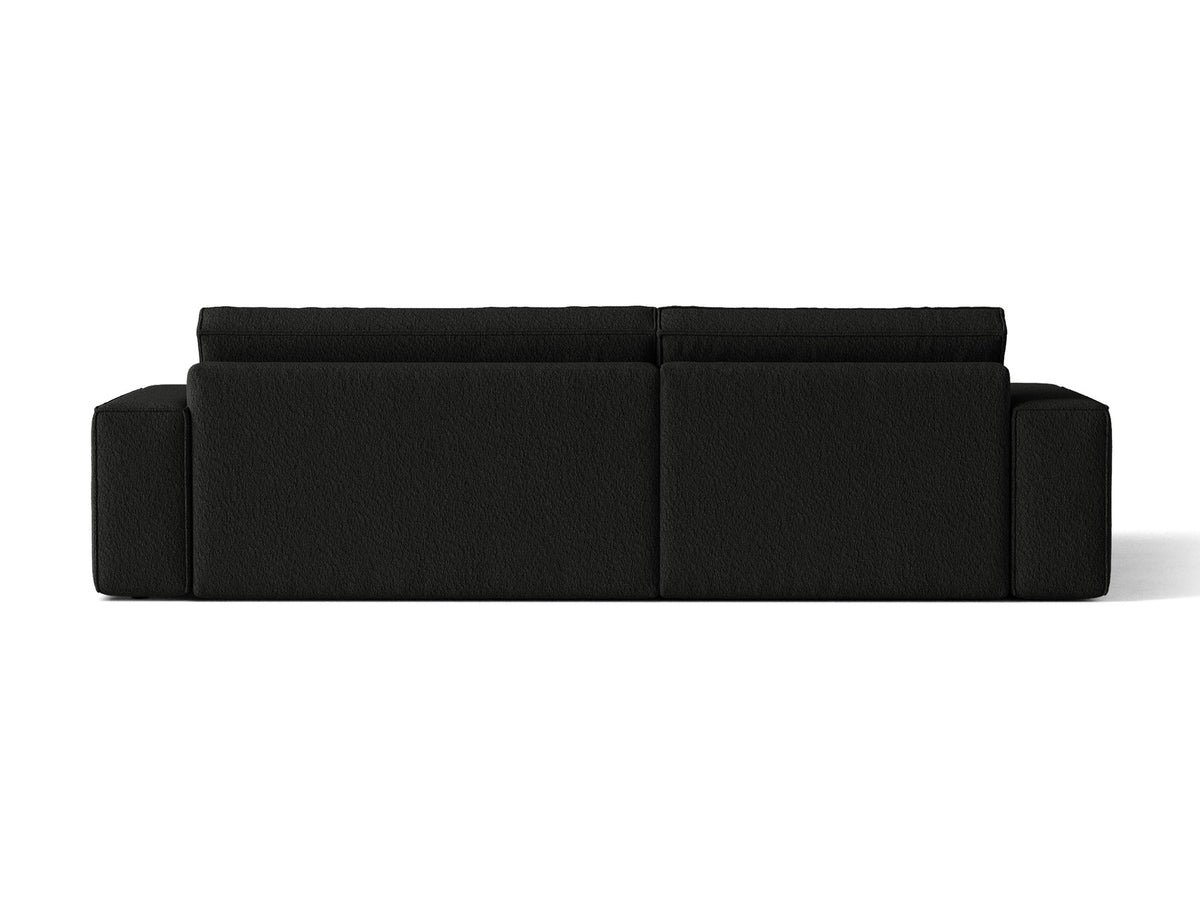 Jodie Boucle Ecksofa links mit Schlaffunktion und Stauraumbox 3 Sitzer in Black-Baloo präsentiert im Onlineshop von KAQTU Design AG. Bettsofa links ist von Micadoni