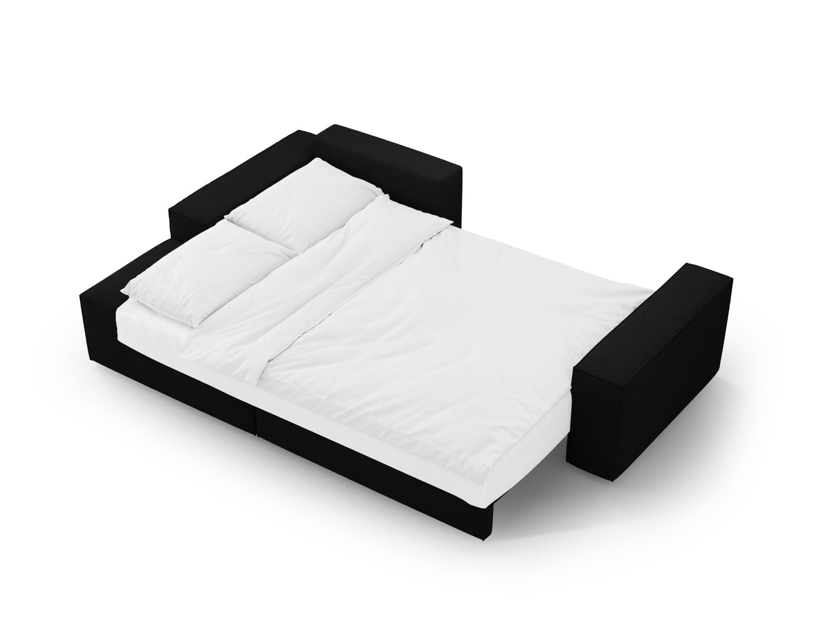 Jodie Boucle Ecksofa links mit Schlaffunktion und Stauraumbox 3 Sitzer in Black präsentiert im Onlineshop von KAQTU Design AG. Ecksofa links ist von Micadoni