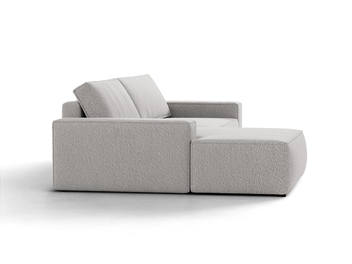 Jodie Boucle Ecksofa links mit Schlaffunktion und Stauraumbox 3 Sitzer in Light Grey-Baloo präsentiert im Onlineshop von KAQTU Design AG. Bettsofa links ist von Micadoni