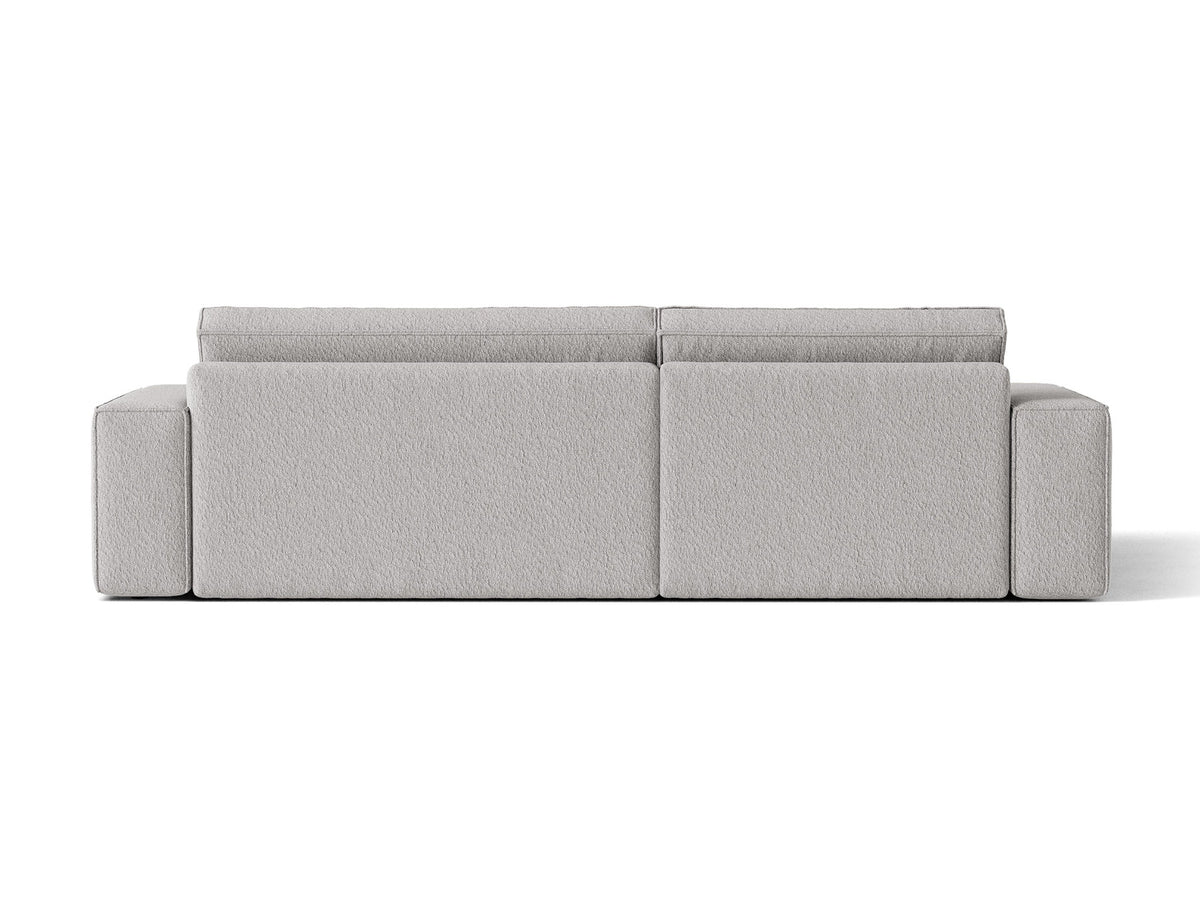 Jodie Boucle Ecksofa links mit Schlaffunktion und Stauraumbox 3 Sitzer in Light Grey-Baloo präsentiert im Onlineshop von KAQTU Design AG. Bettsofa links ist von Micadoni