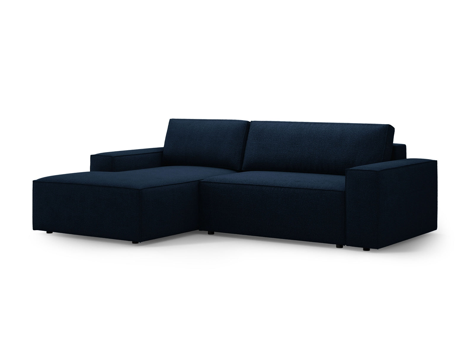 Jodie Boucle Ecksofa links mit Schlaffunktion und Stauraumbox 3 Sitzer in Dark Blue präsentiert im Onlineshop von KAQTU Design AG. Ecksofa links ist von Micadoni