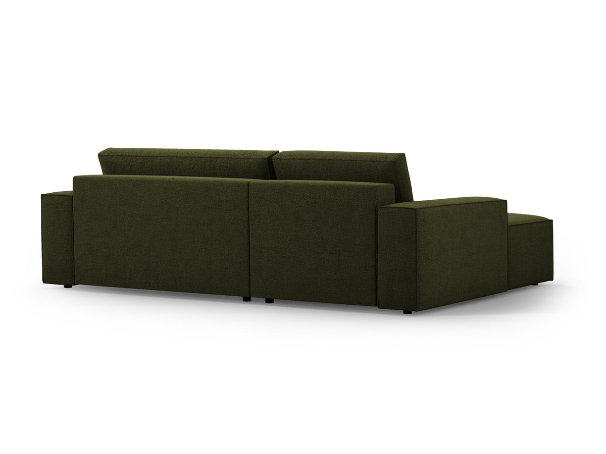 Jodie Boucle Ecksofa links mit Schlaffunktion und Stauraumbox 3 Sitzer in Dark Olive Green-Baloo präsentiert im Onlineshop von KAQTU Design AG. Bettsofa links ist von Micadoni