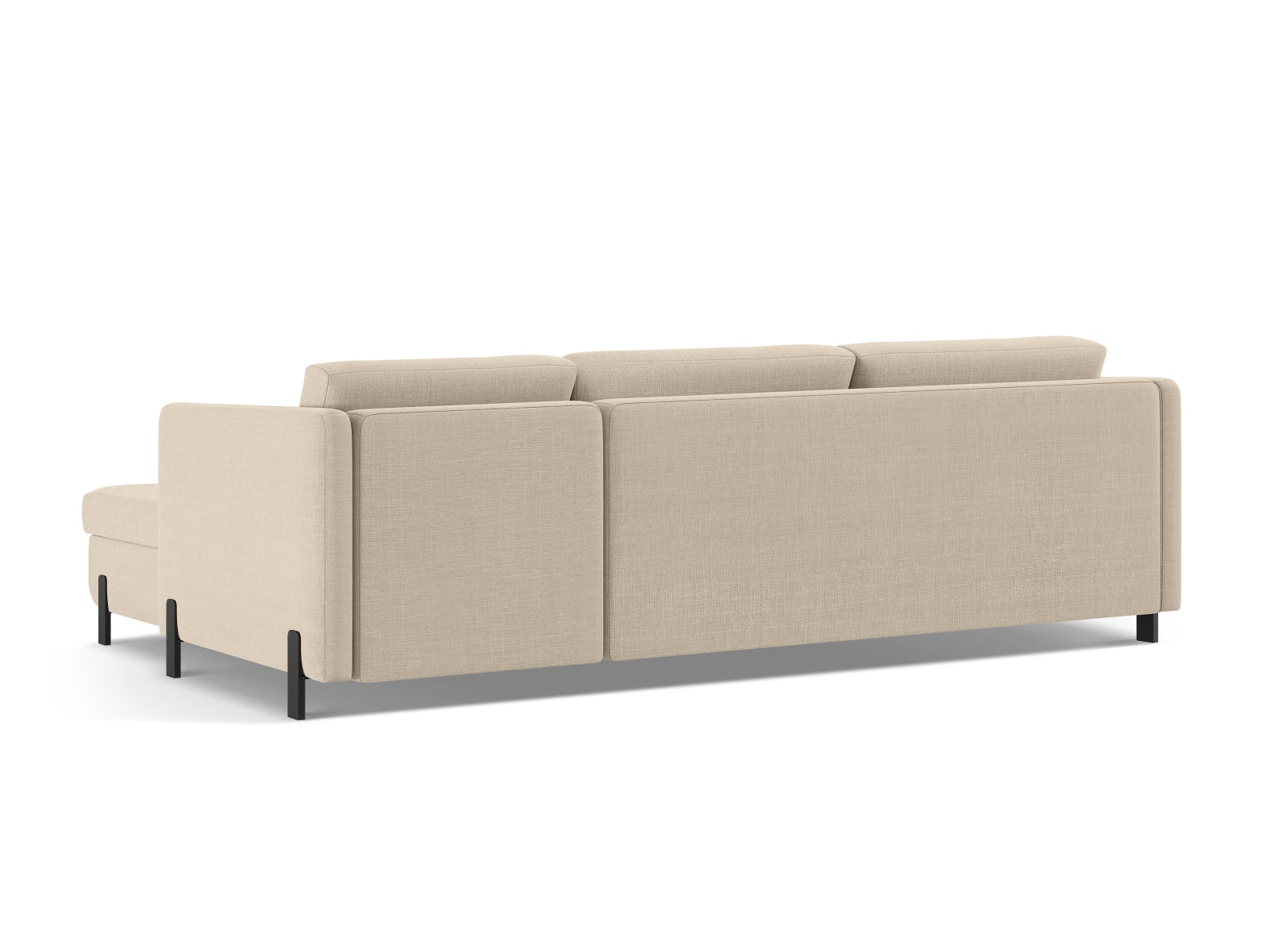 Beige Ecksofa Gloria links, 5-Sitzer mit Schlaffunktion, stilvolles Möbelstück für gemütliche Abende und praktischen Stauraum.